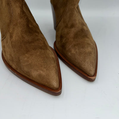 Gianvito Rossi Camel Suede Western Ankle Boots 38