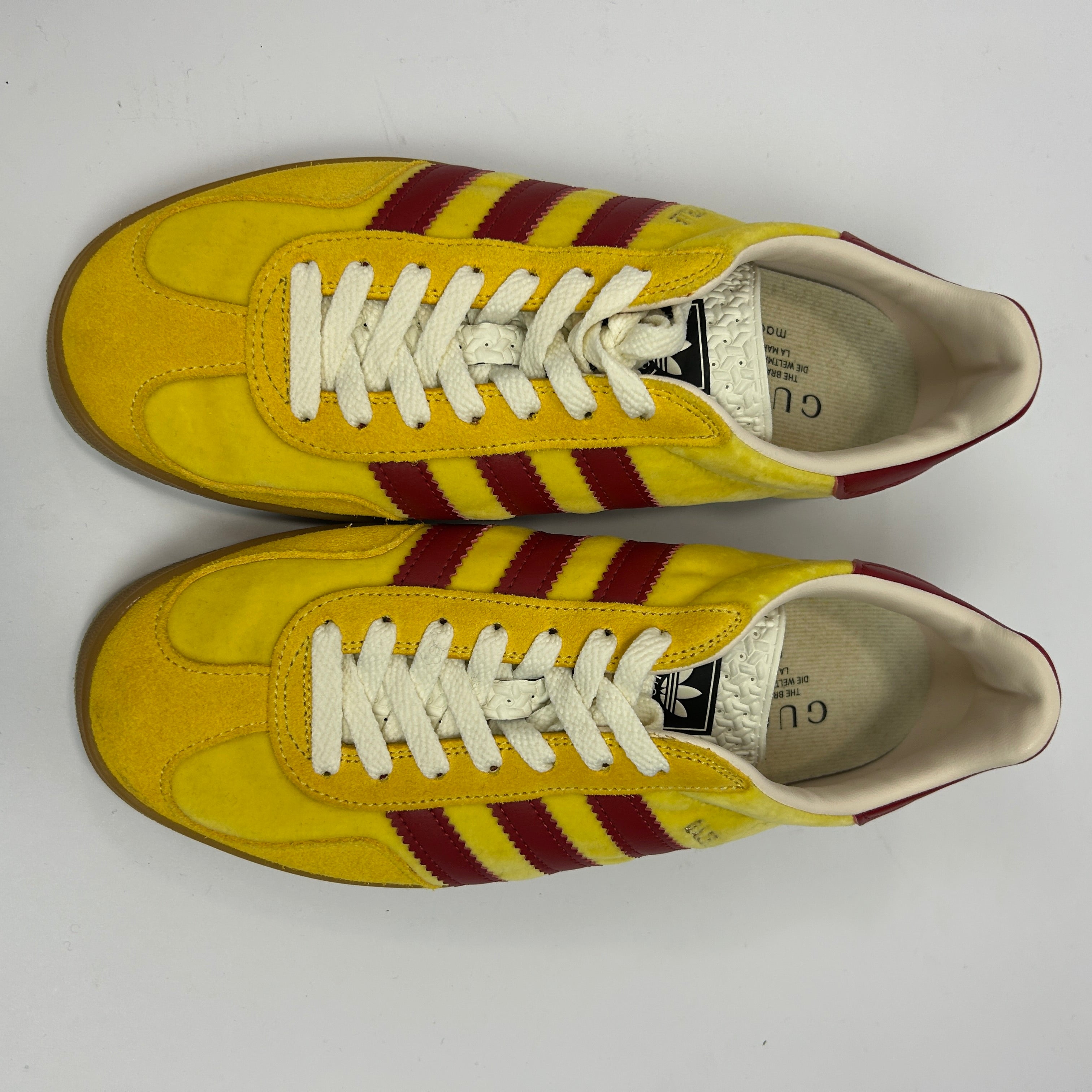 Gucci x Adidas Yellow Velvet Gazelle Trainers 38.5
