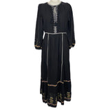 Vanessa Bruno Black Embroidered Cotton Maxi Dress M