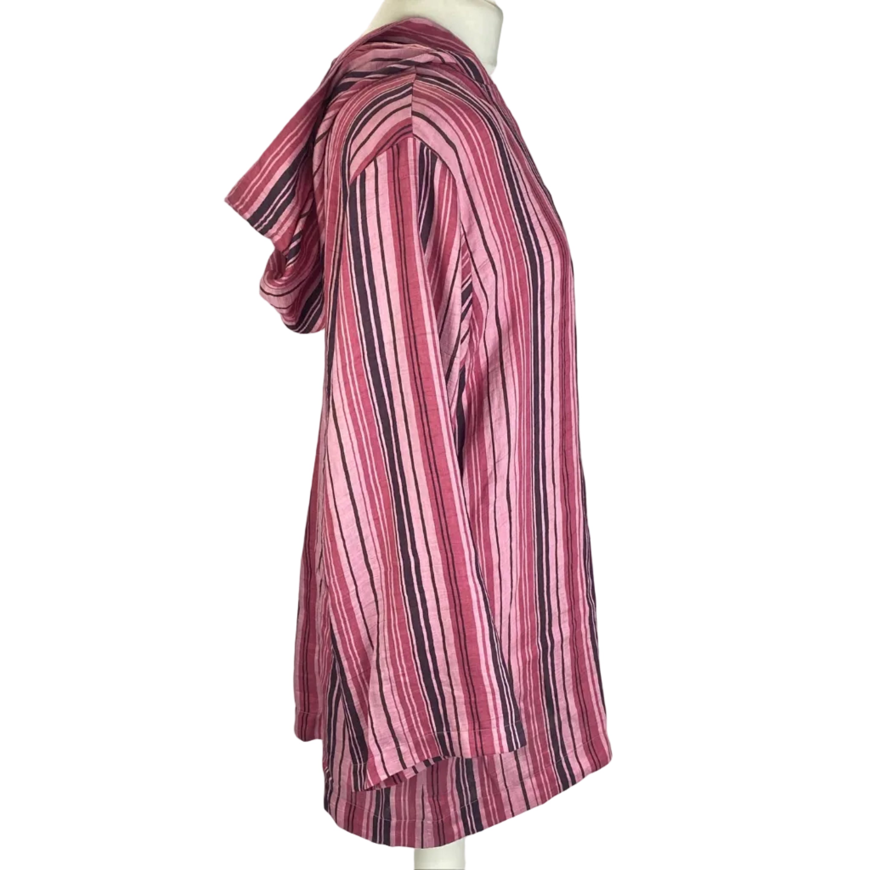 Lisa Marie Fernandez £500 Pink Stripe Linen Mix Hooded Tunic XS