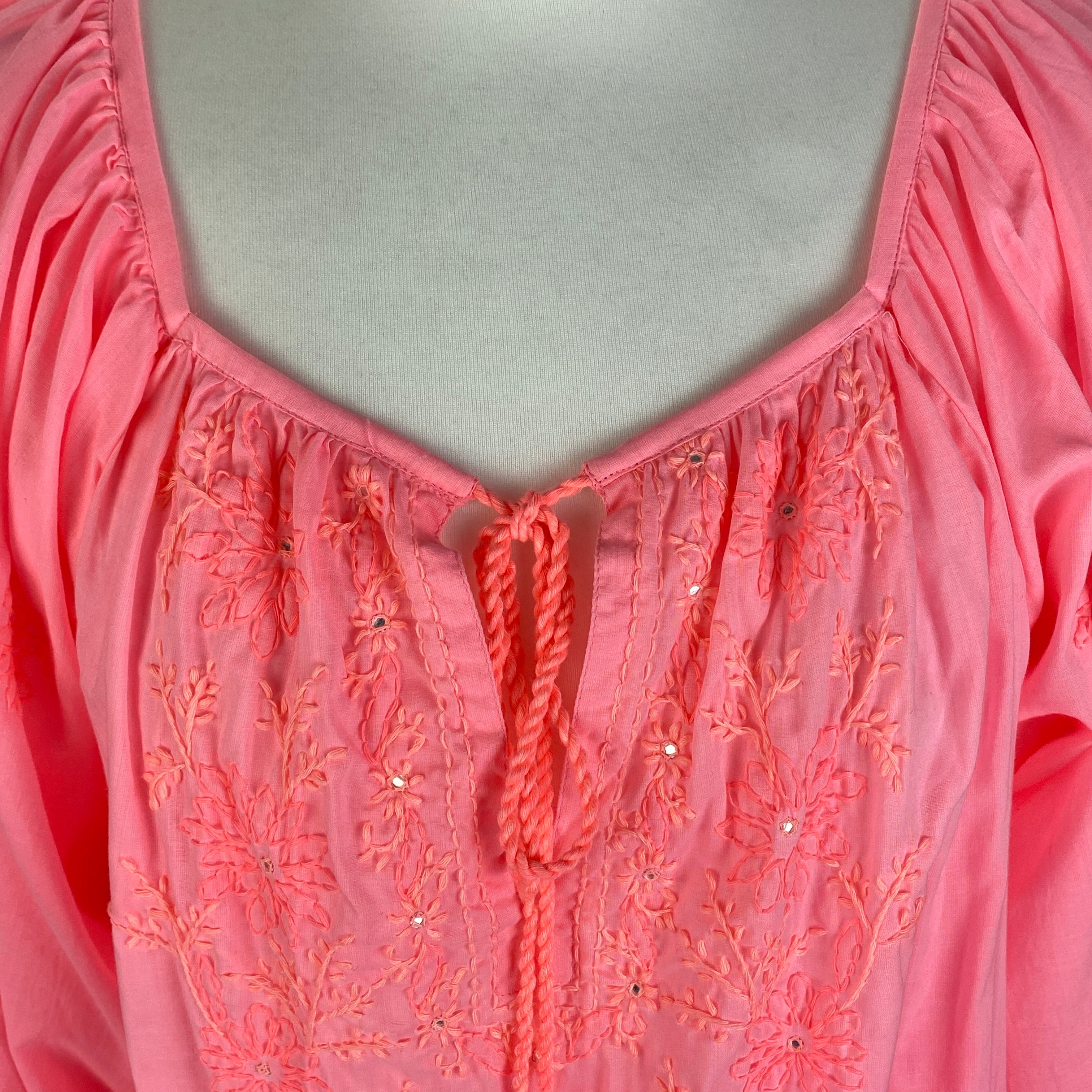 Juliet Dunn New Fluro Pink Embroidered Tunic XS/S/M