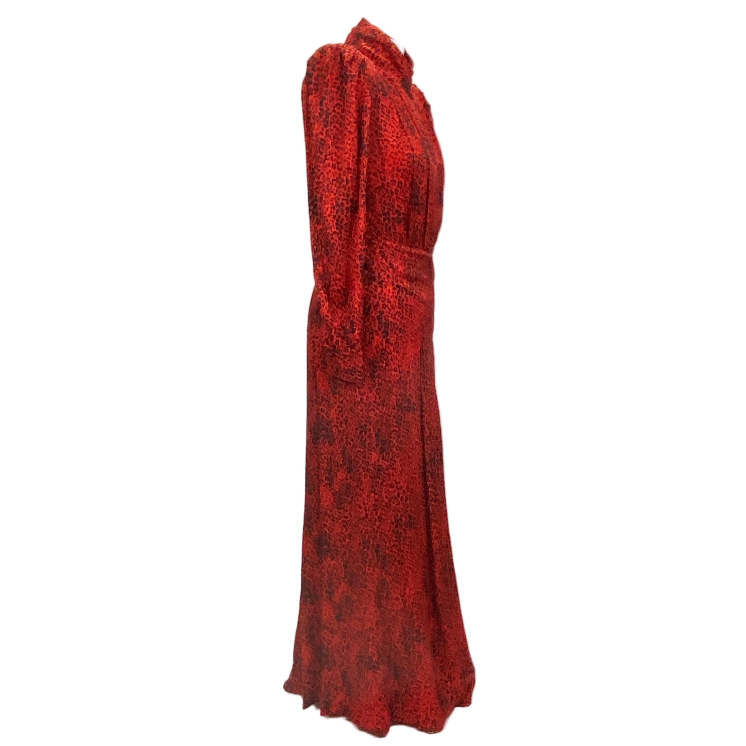 Alessandra Rich £1500 Ruby Cheetah Silk Maxi Dress XS