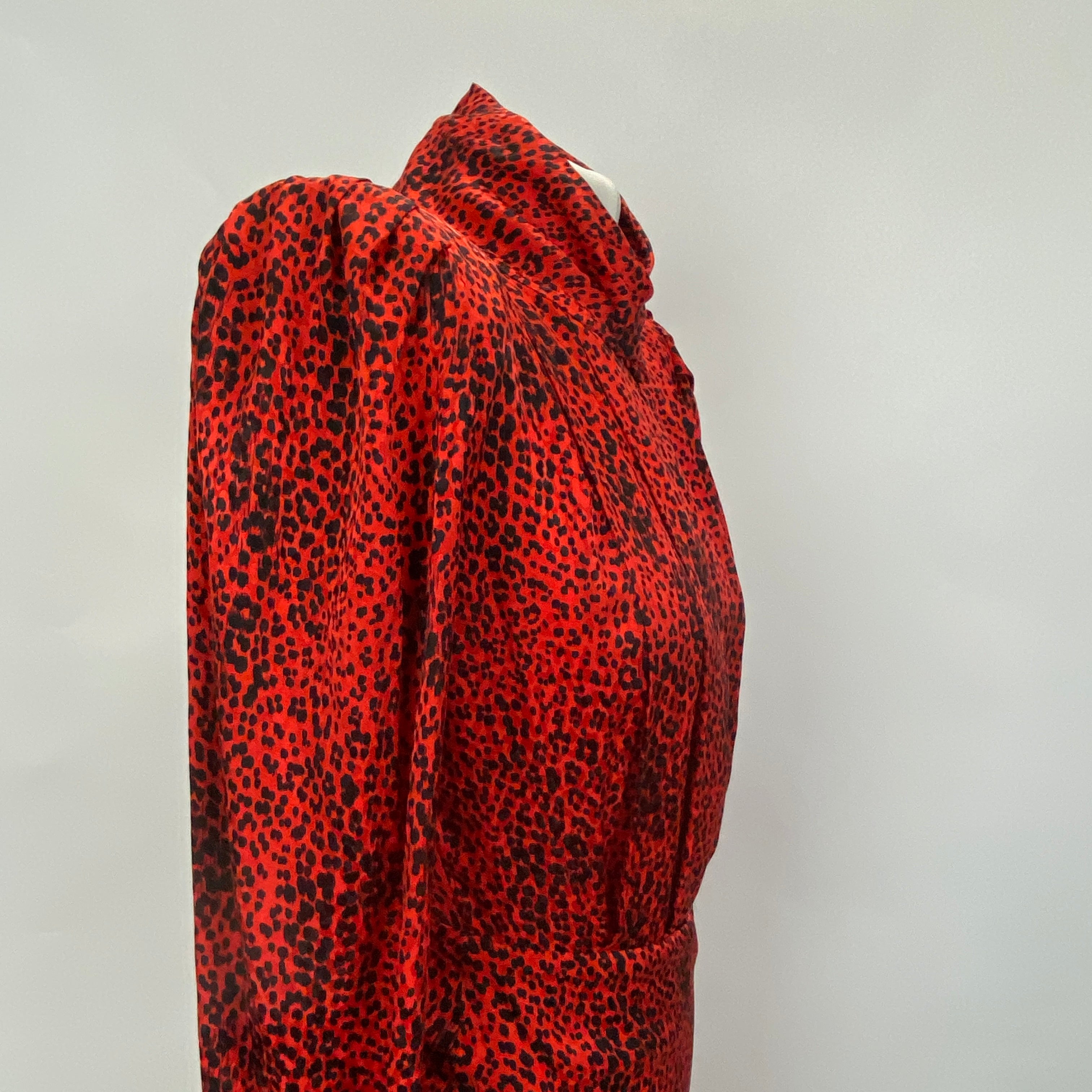 Alessandra Rich £1500 Ruby Cheetah Silk Maxi Dress XS