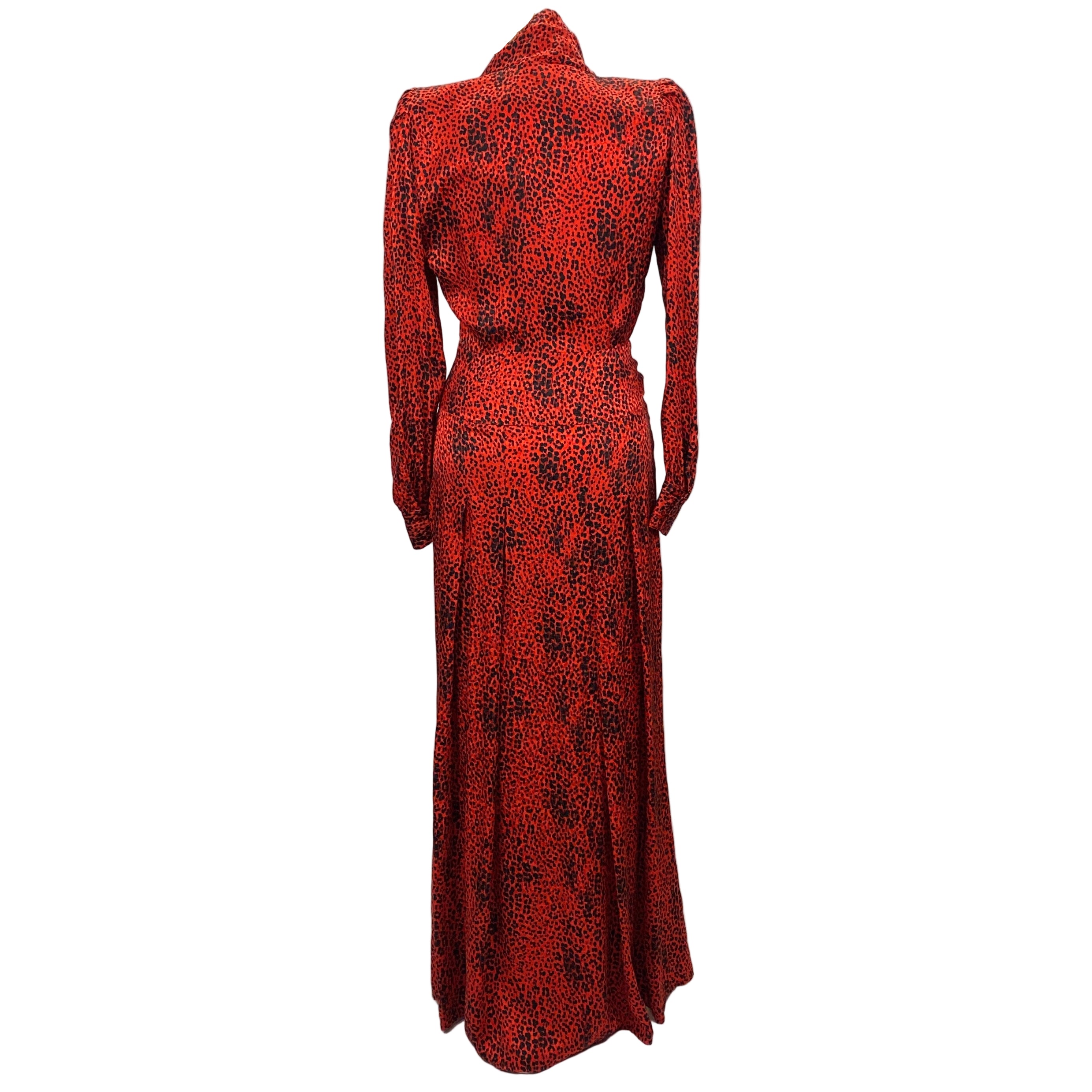 Alessandra Rich £1500 Ruby Cheetah Silk Maxi Dress XS