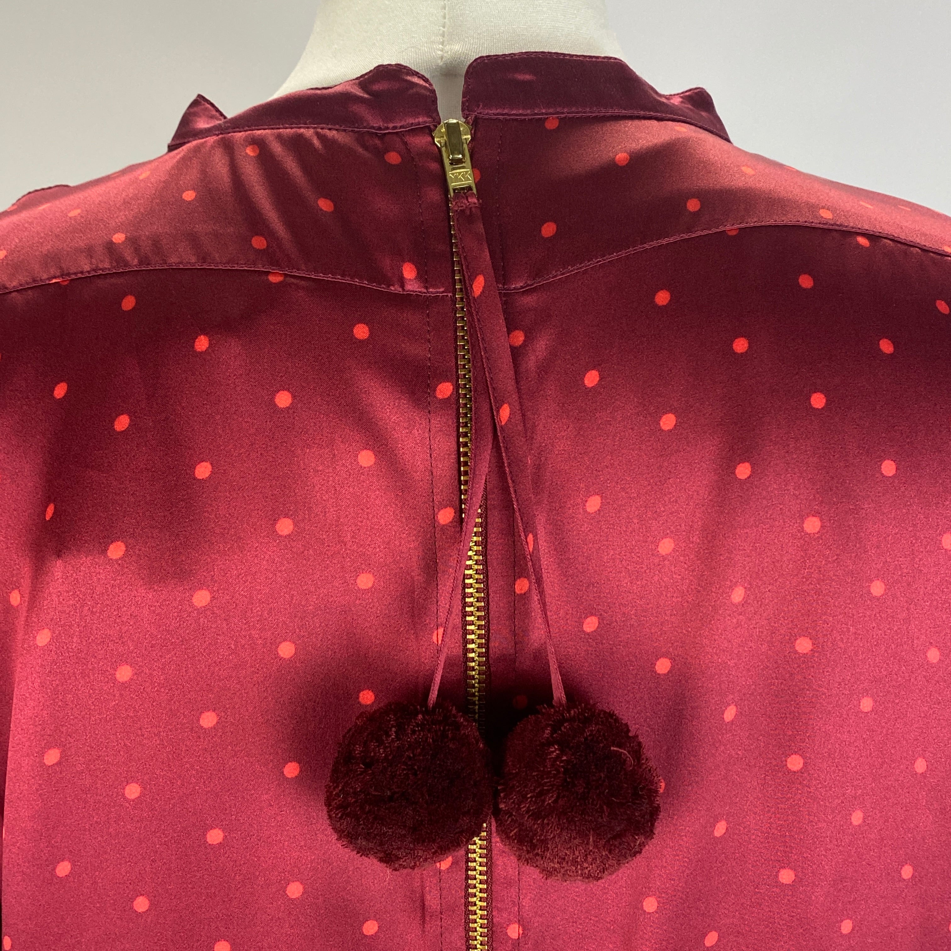 Figue New $495 Burgundy Polka Dot Milagro Tux Shirt L