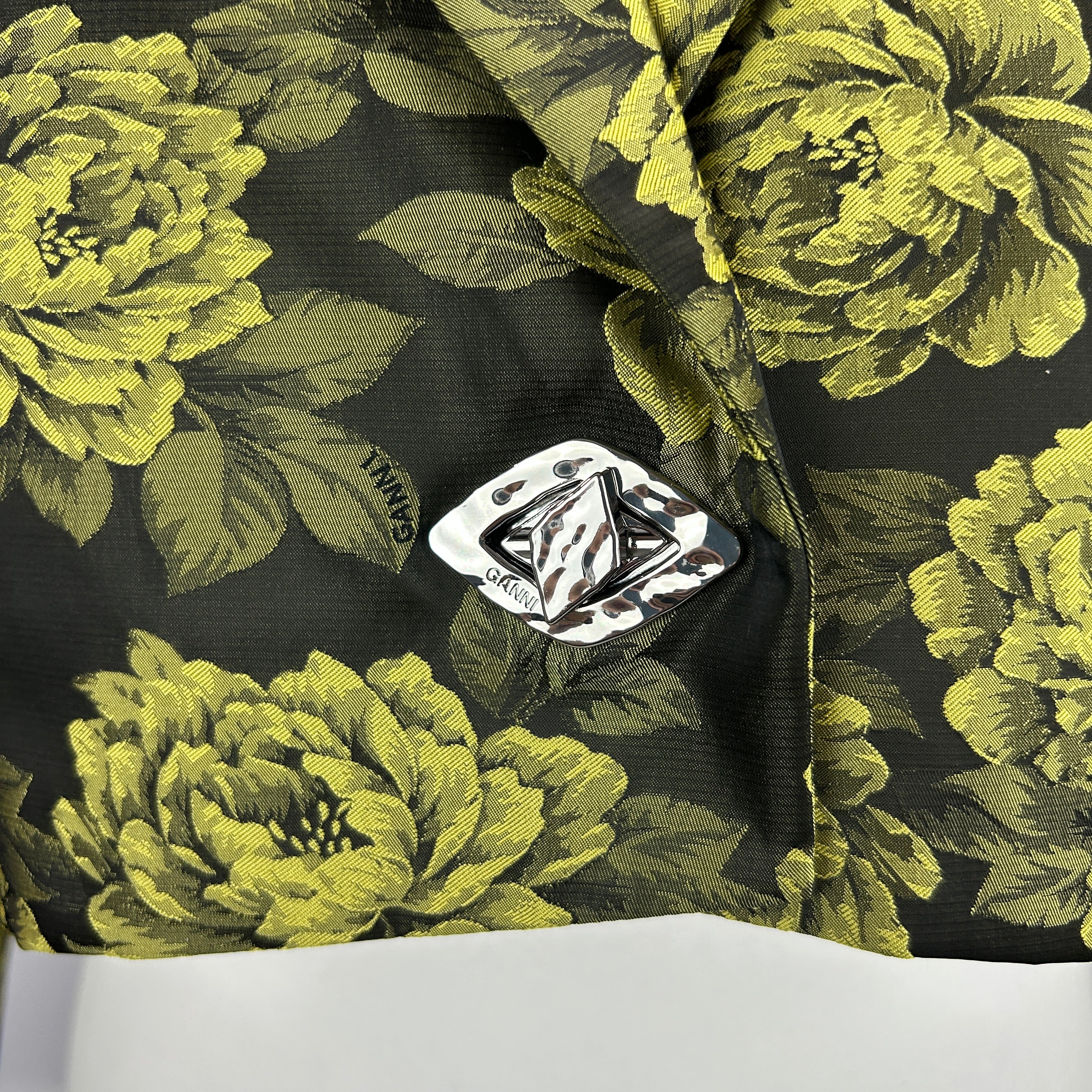 Ganni £325 Olive Rose Jacquard Crop Jacket S