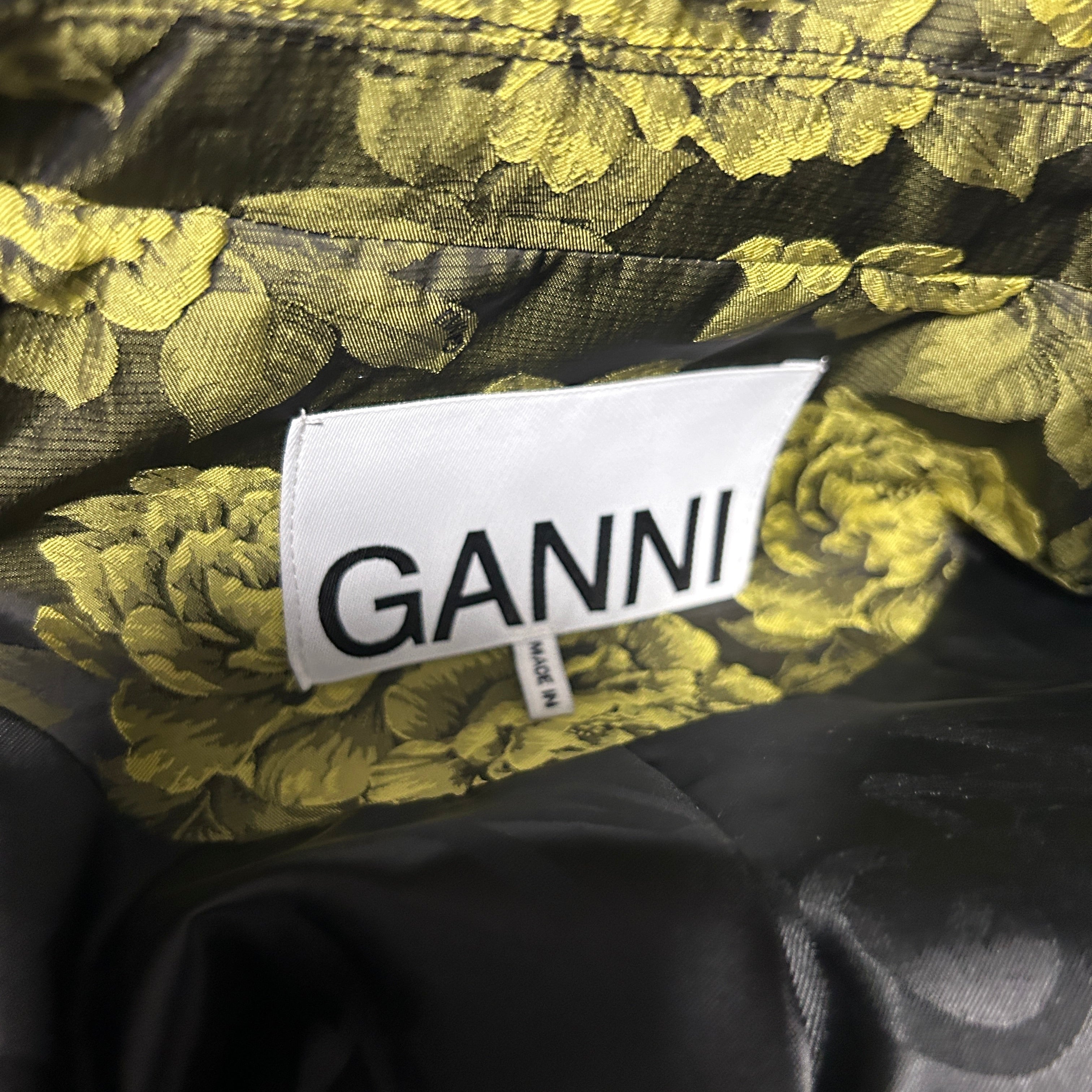 Ganni £325 Olive Rose Jacquard Crop Jacket S