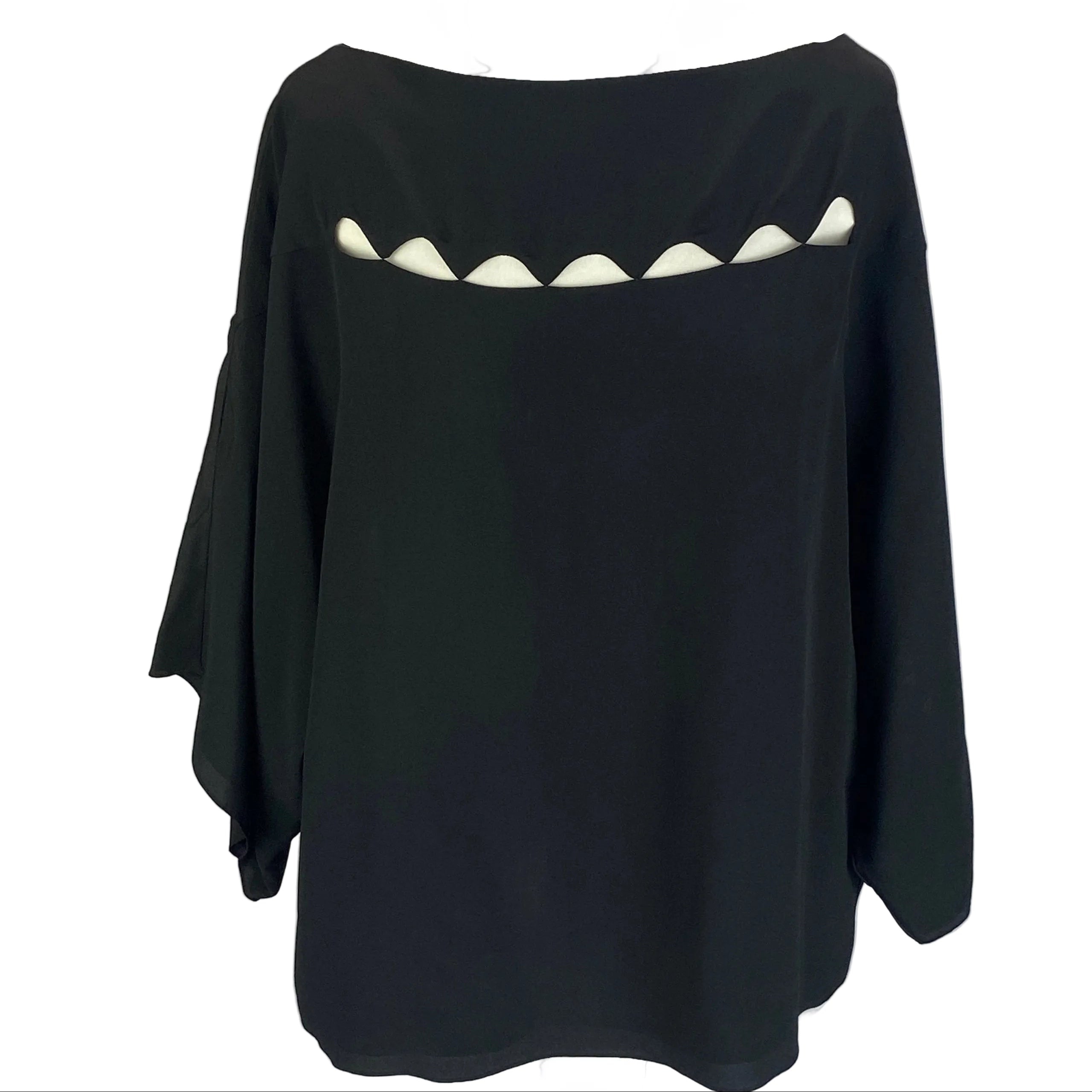 Chloe Black Silk Cutaway Batwing Top XL