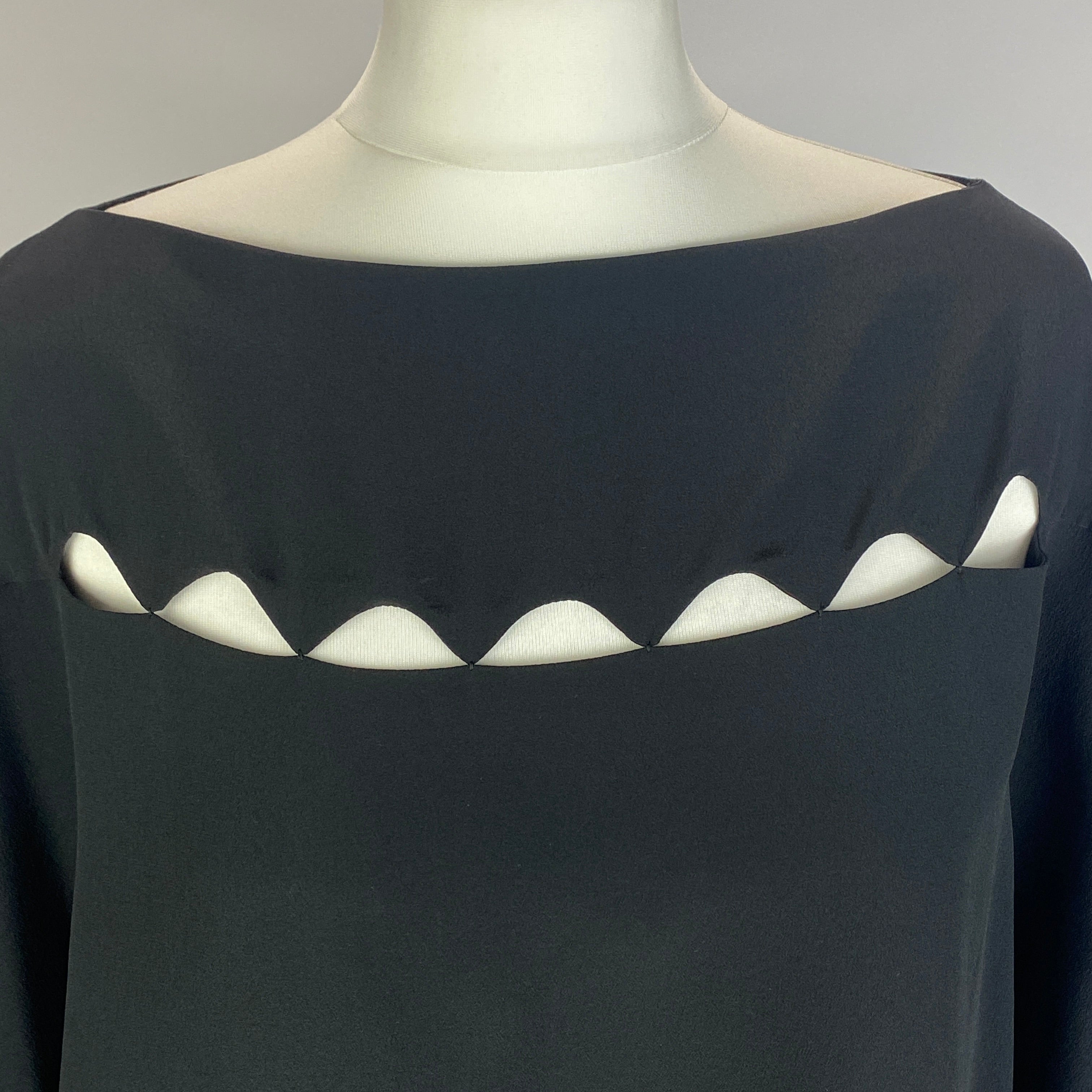 Chloe Black Silk Cutaway Batwing Top XL