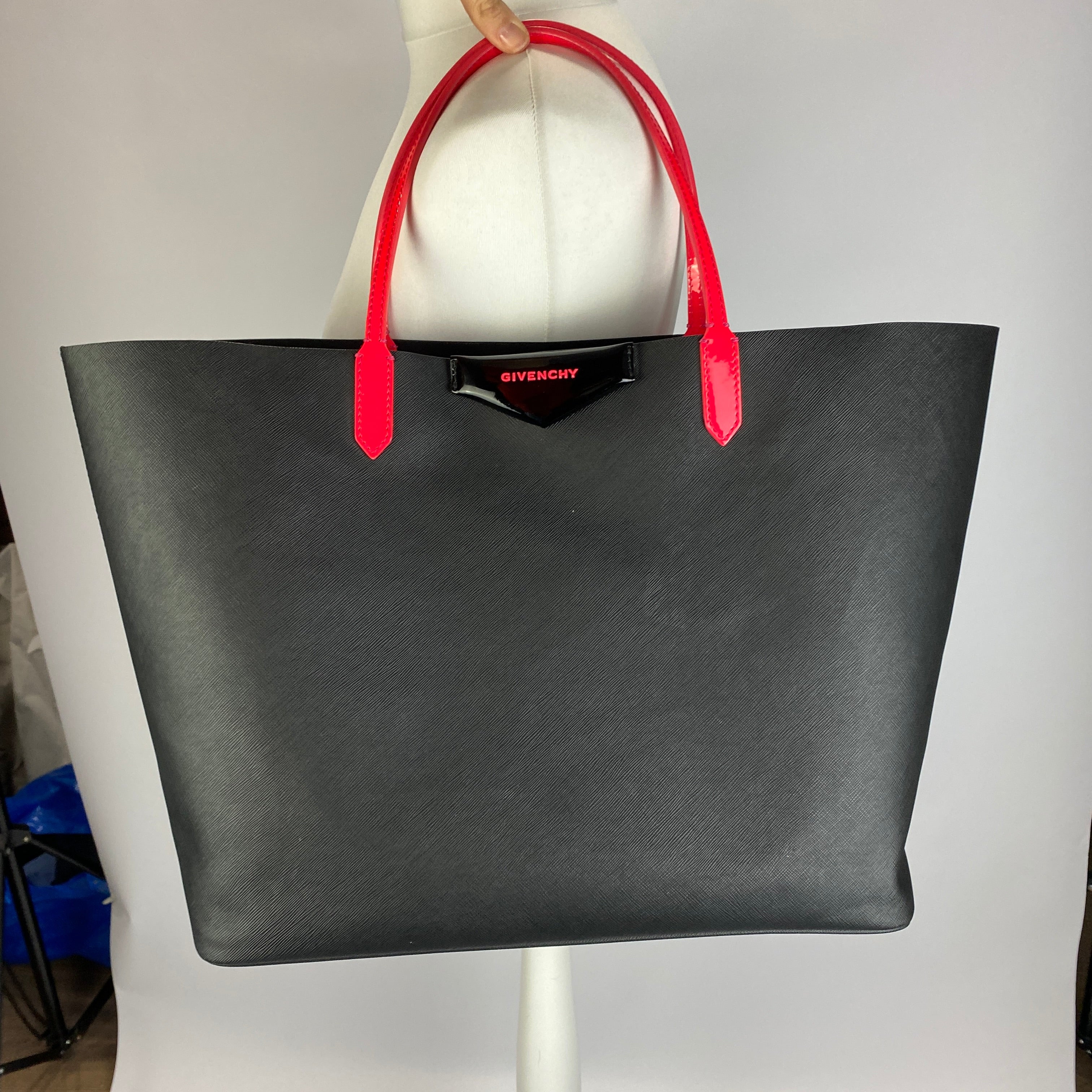 Givenchy Black & Pink Coated Cotton Antigonia Tote Bag