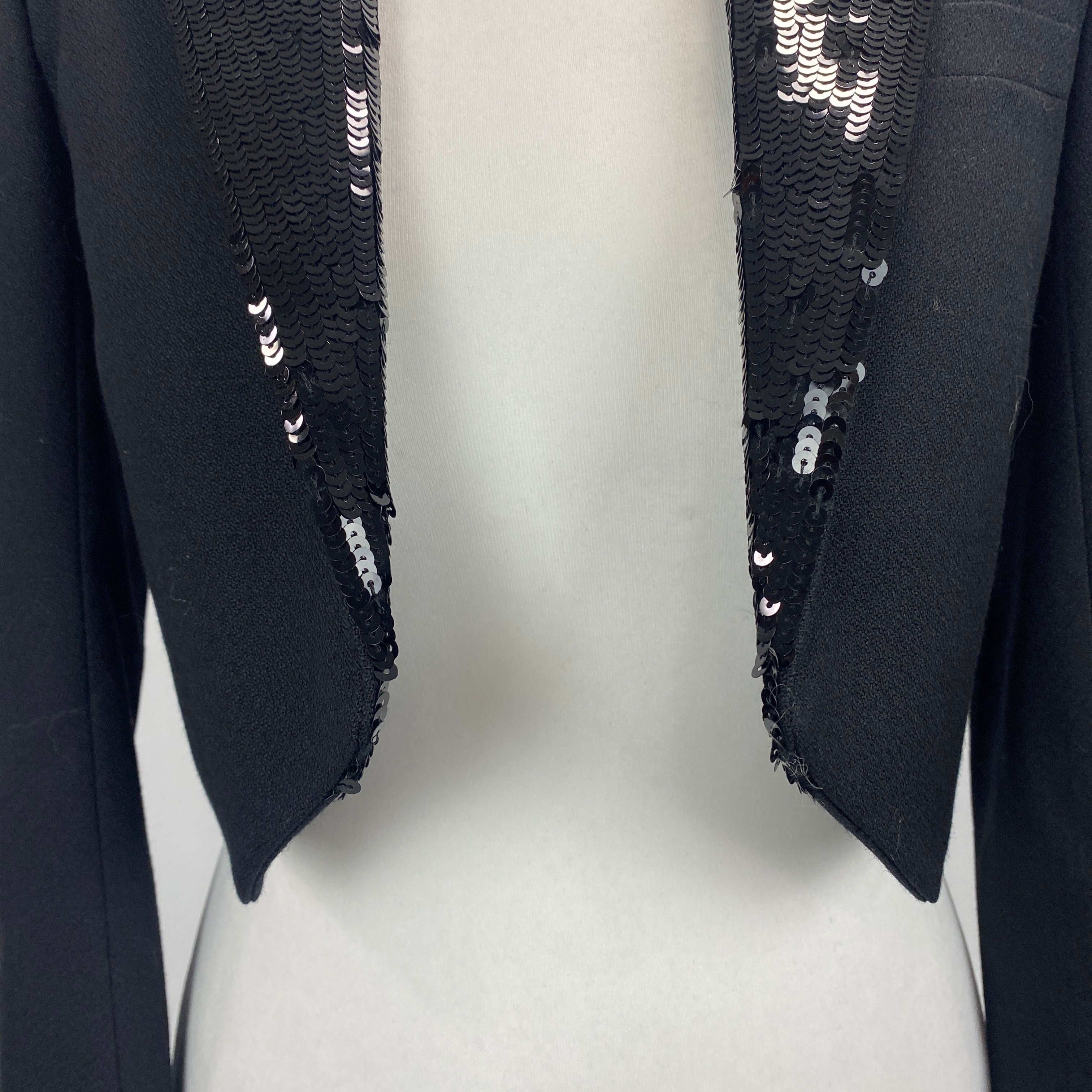 Saint Laurent New Sequin Lapel Wool Crop Jacket XS
