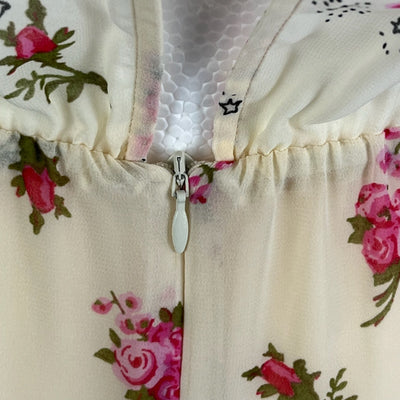 Maje Vanilla Rose Print Chiffon Cap Sleeve Maxi Dress S