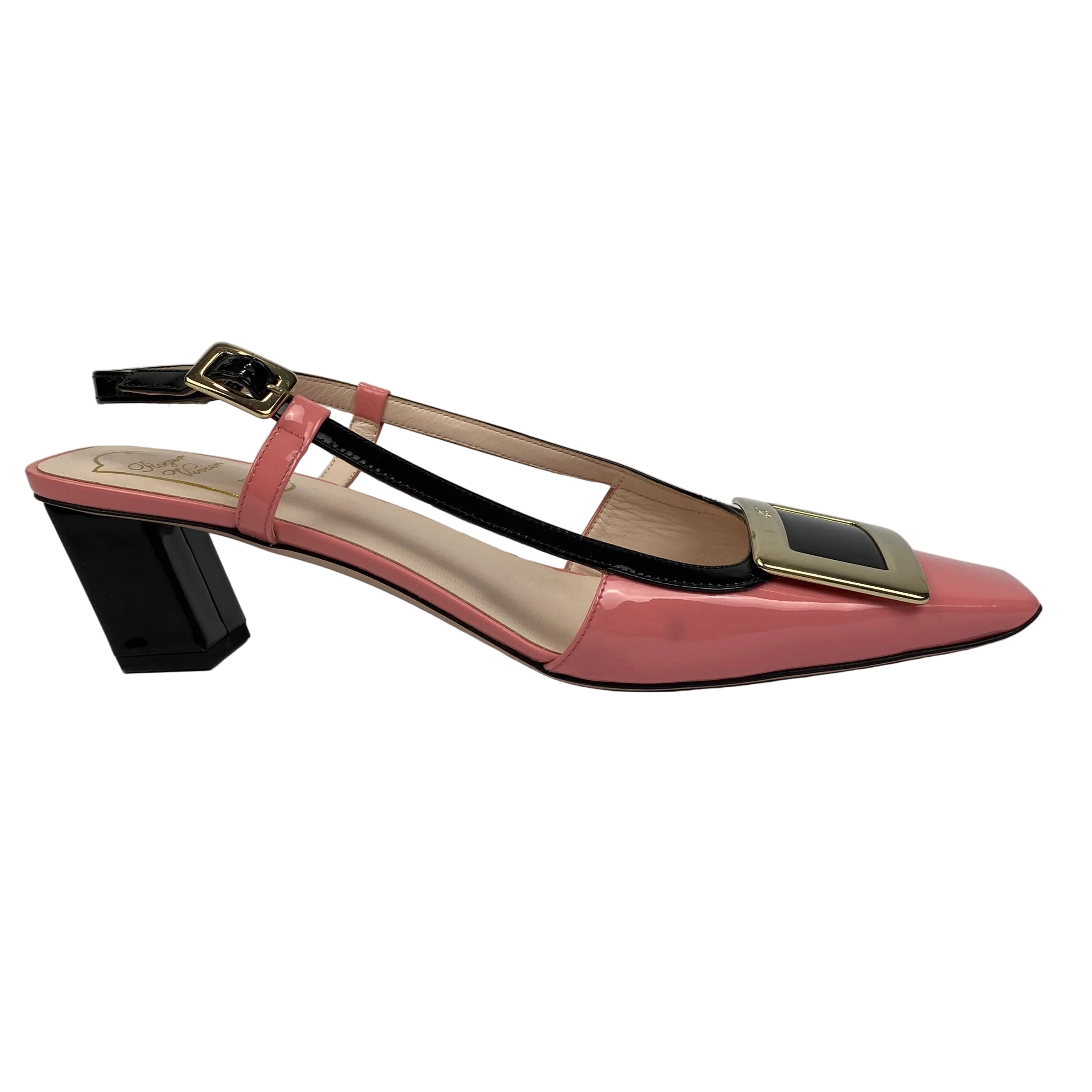 Roger Vivier £820 Sugar Pink Patent Belle Viver 45 Slingbacks 41
