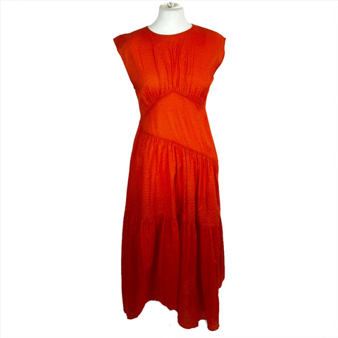 Frame Orange Crinkle Asymmetric Maxi Dress XS