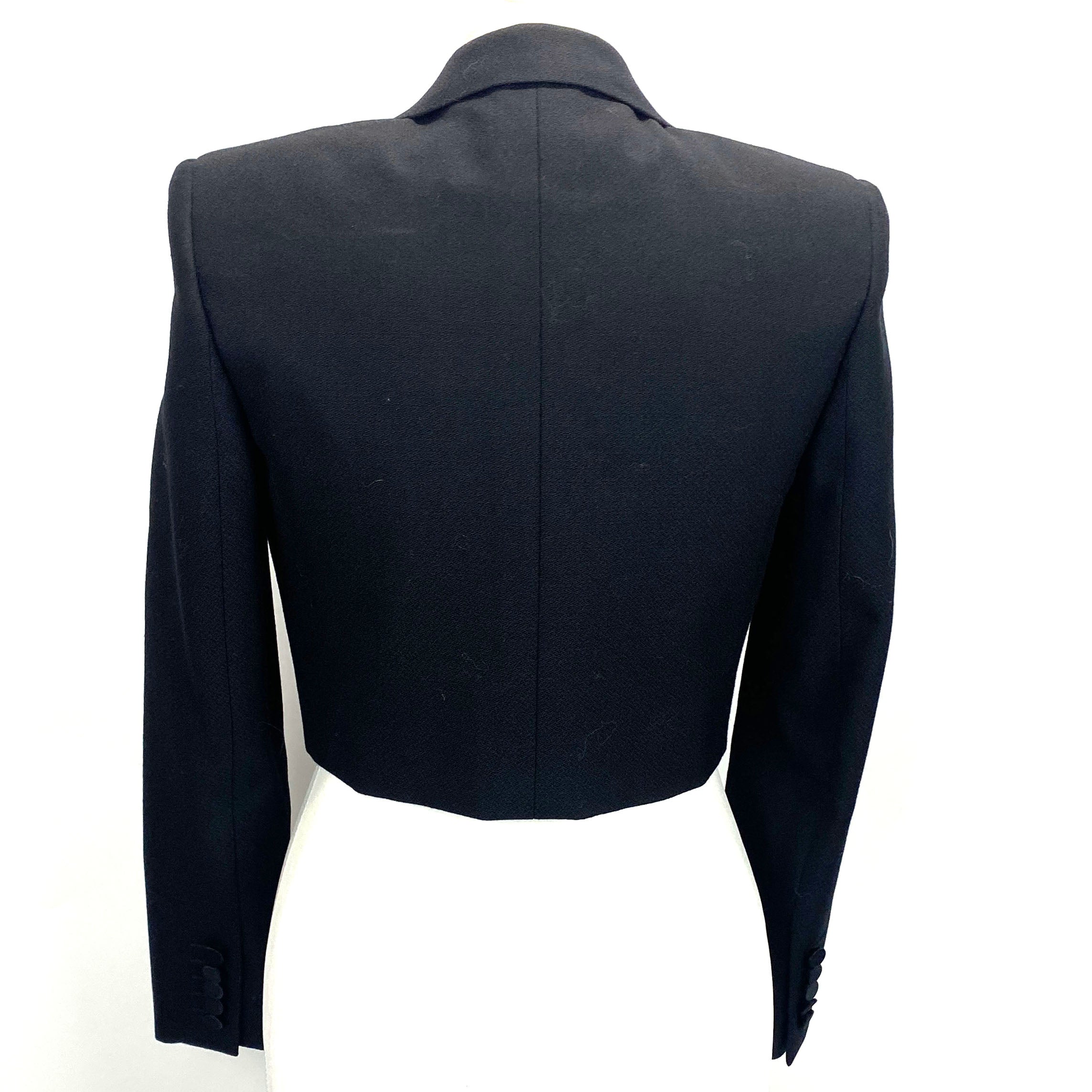 Saint Laurent New Sequin Lapel Wool Crop Jacket XS