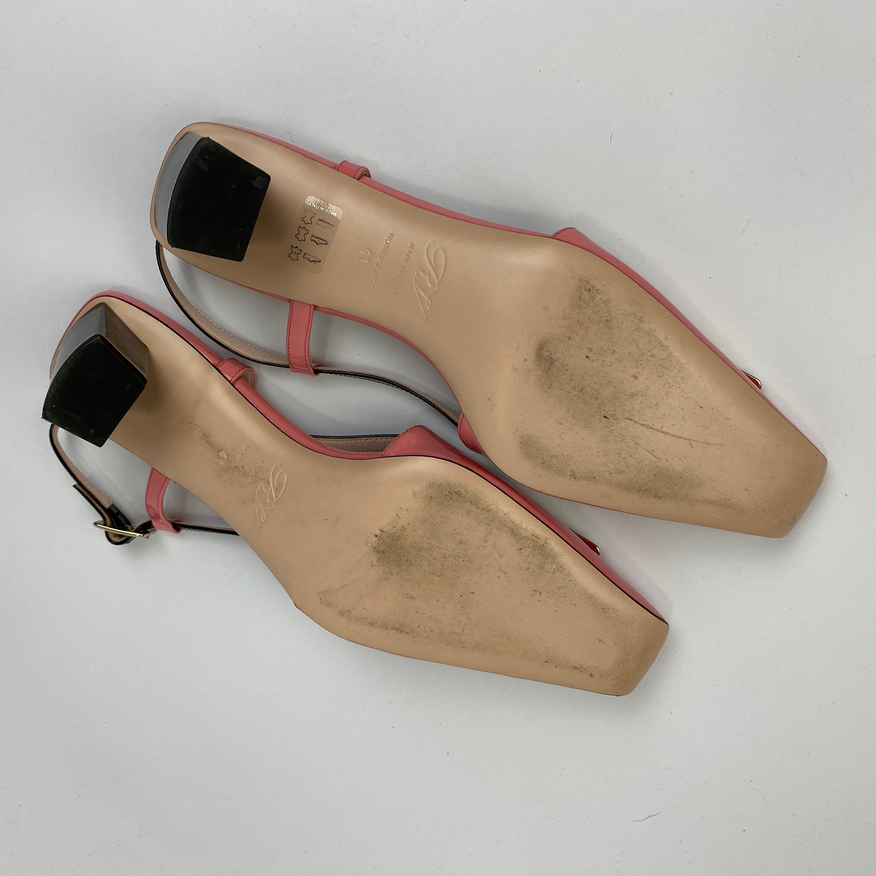 Roger Vivier £820 Sugar Pink Patent Belle Viver 45 Slingbacks 41
