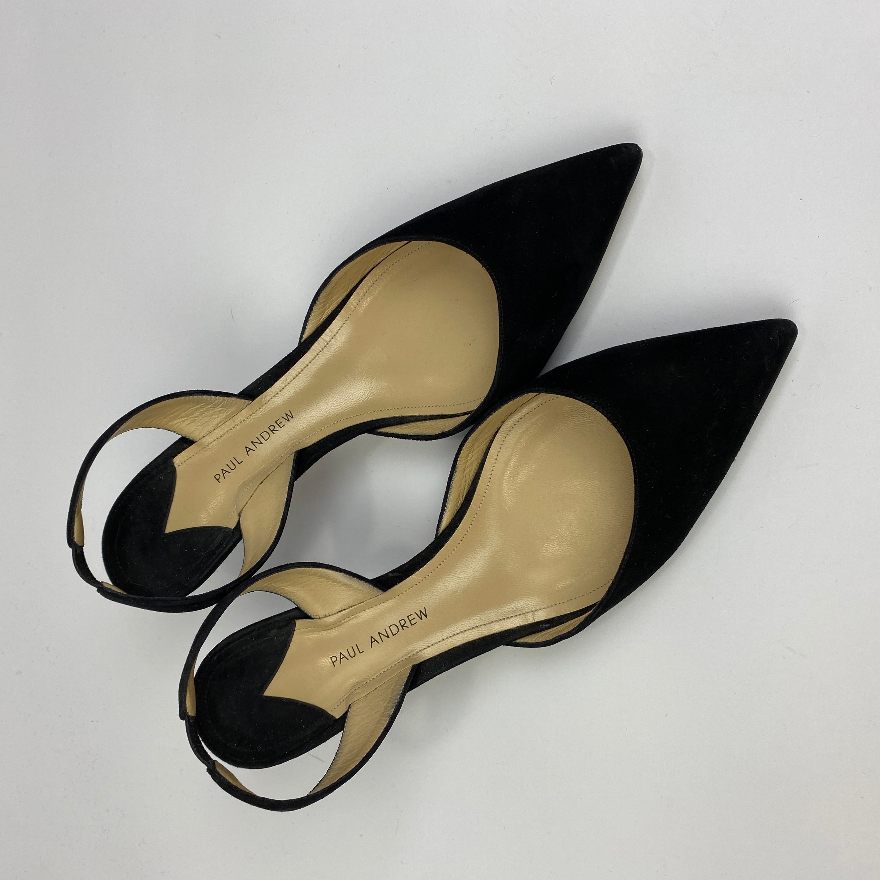 Paul Andrew Black Suede Slingback Heels 40.5