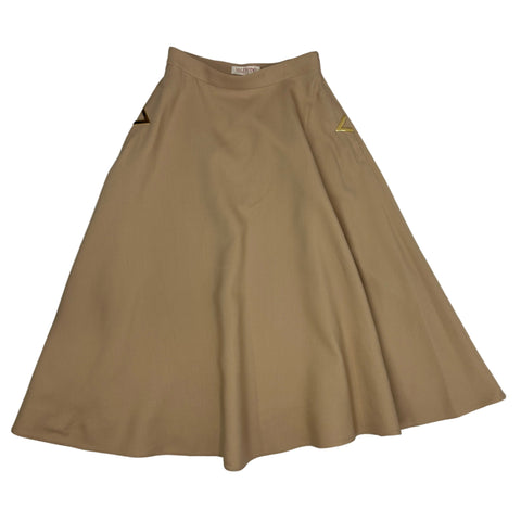 Valentino New £2850 Poudre V-Logo Wool & Silk A-Line Skirt XS
