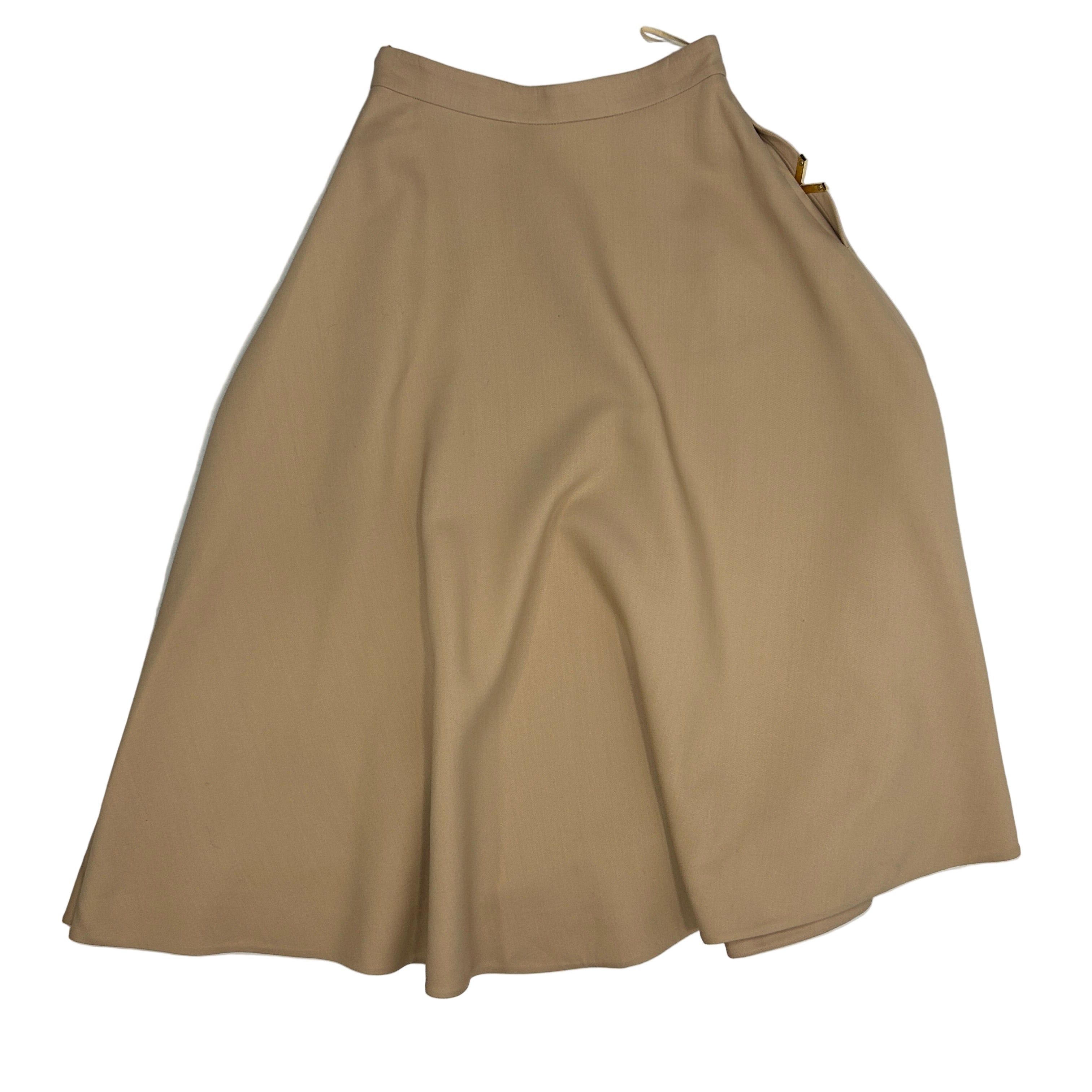 Valentino New £2850 Poudre V-Logo Wool & Silk A-Line Skirt XS