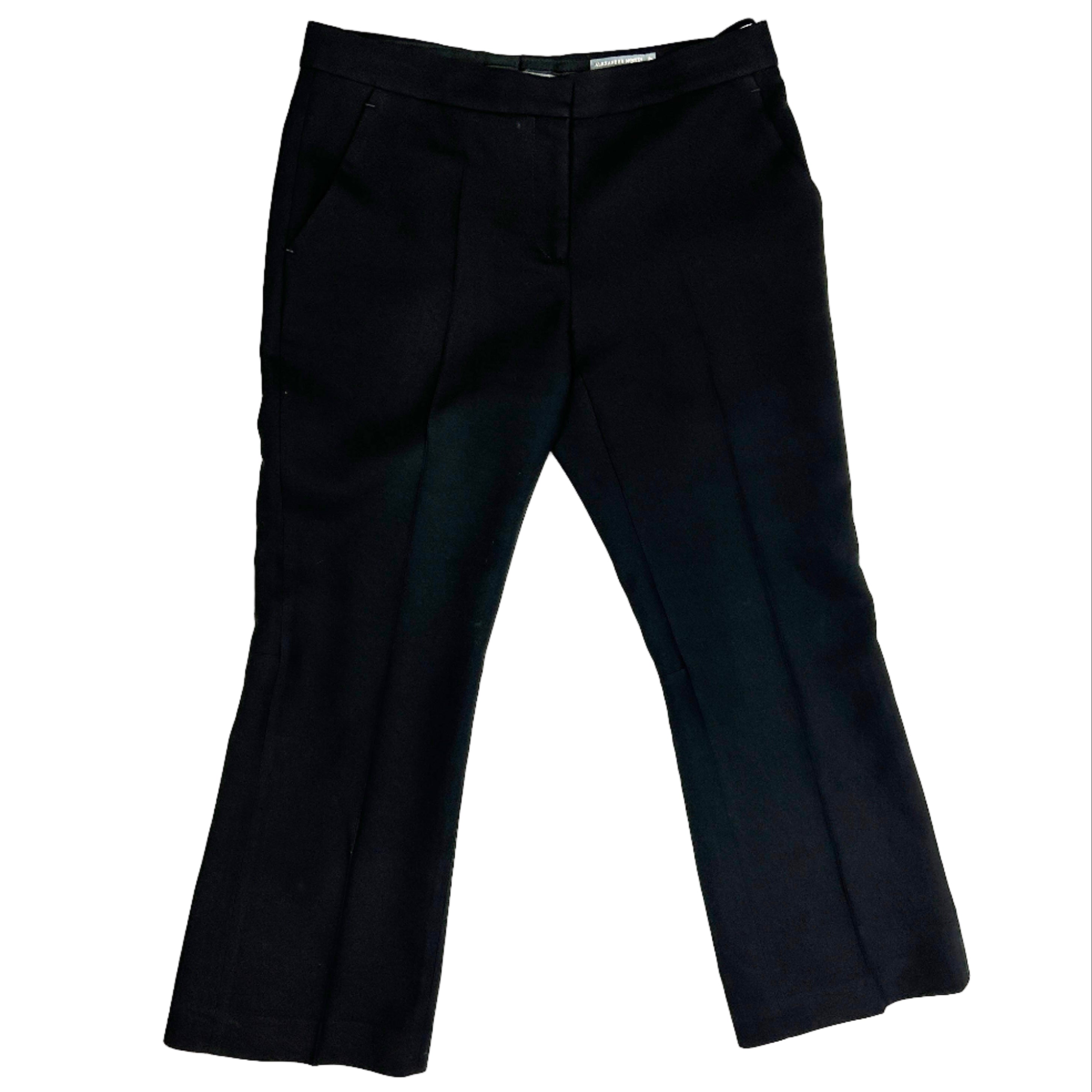 Alexander McQueen Black Wool & Silk Crop Trousers S