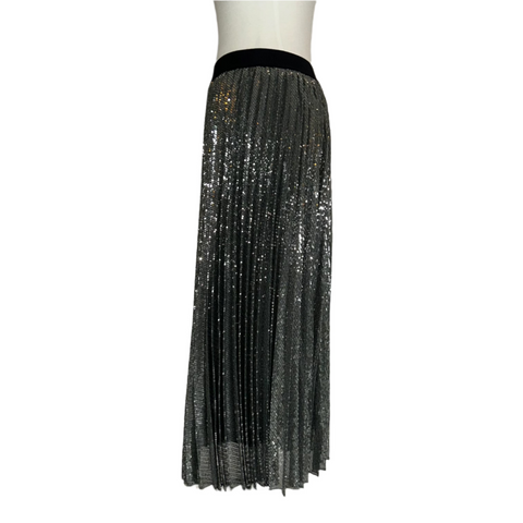 Weekend Max Mara Silver Sequin Sunray Net Skirt M