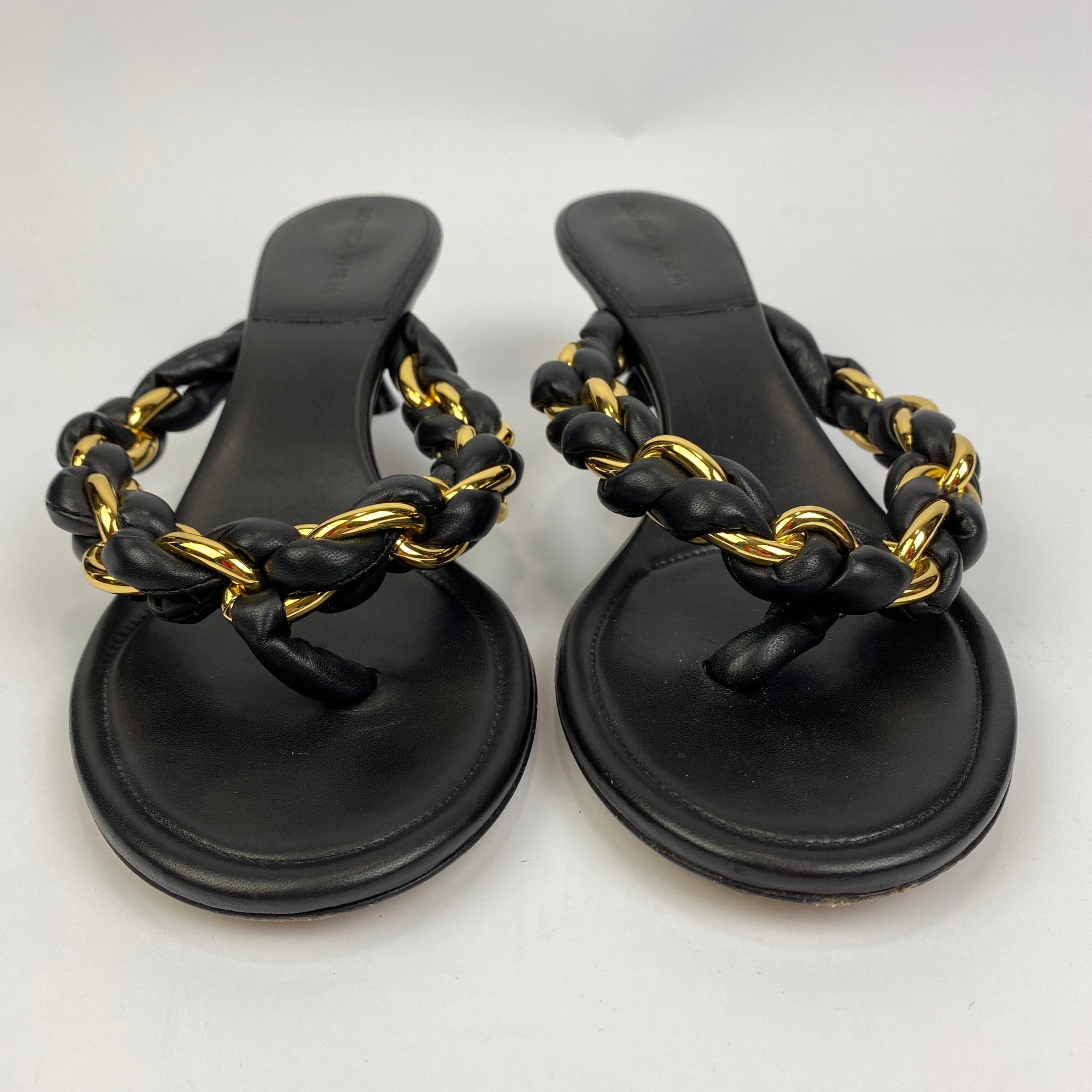 Bottega Veneta £1325 Black & Gold Dot Mule Sandals 40