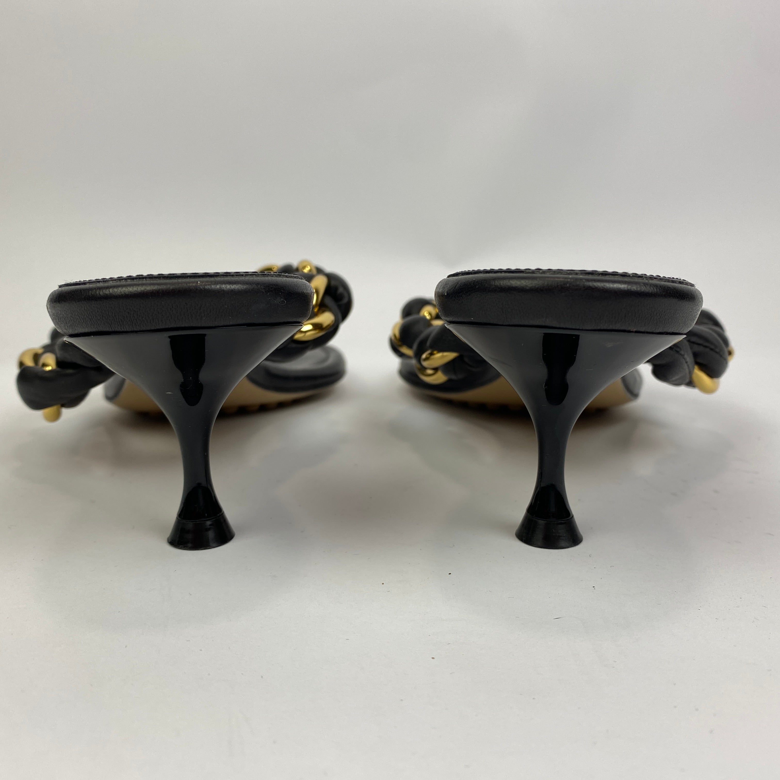 Bottega Veneta £1325 Black & Gold Dot Mule Sandals 40