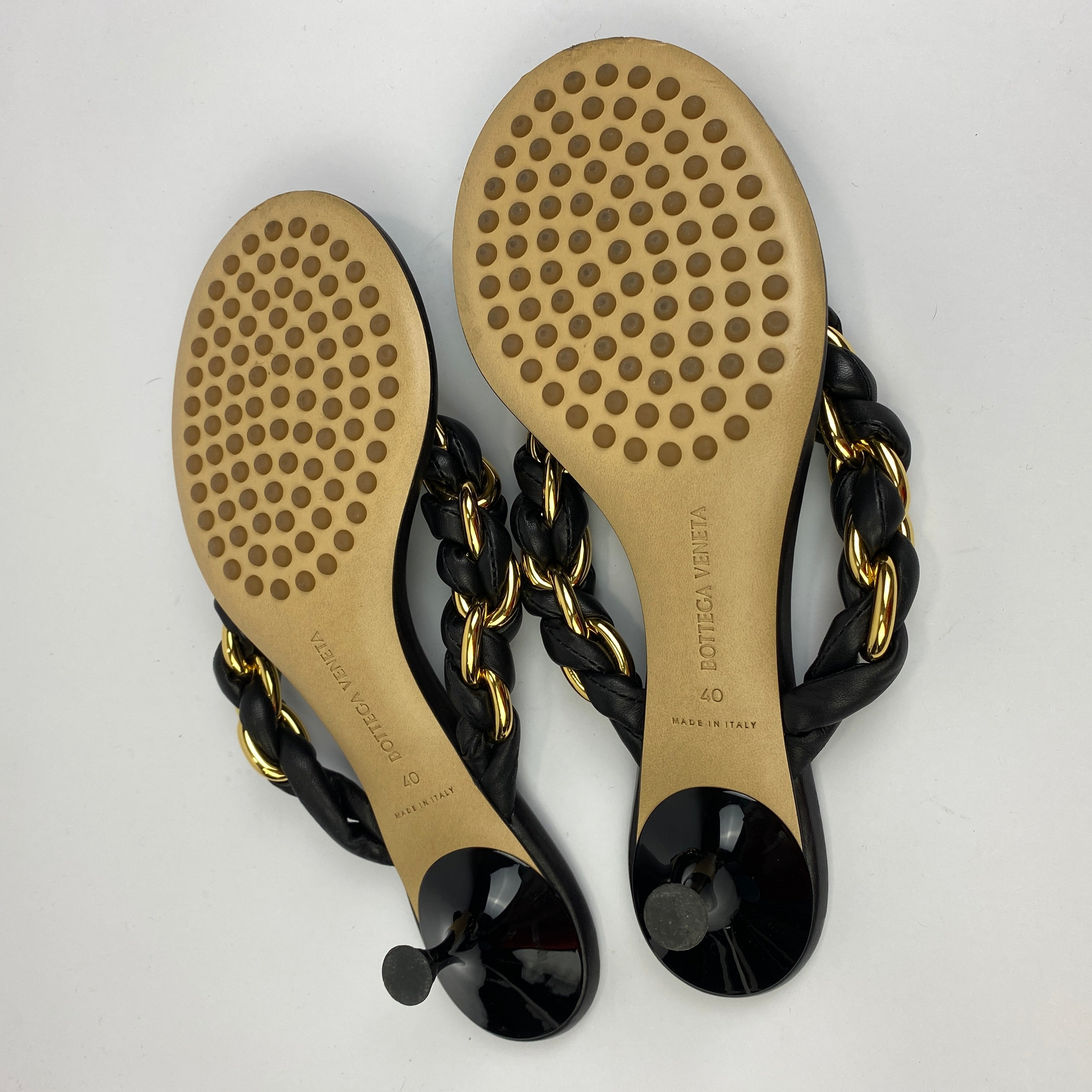 Bottega Veneta £1325 Black & Gold Dot Mule Sandals 40
