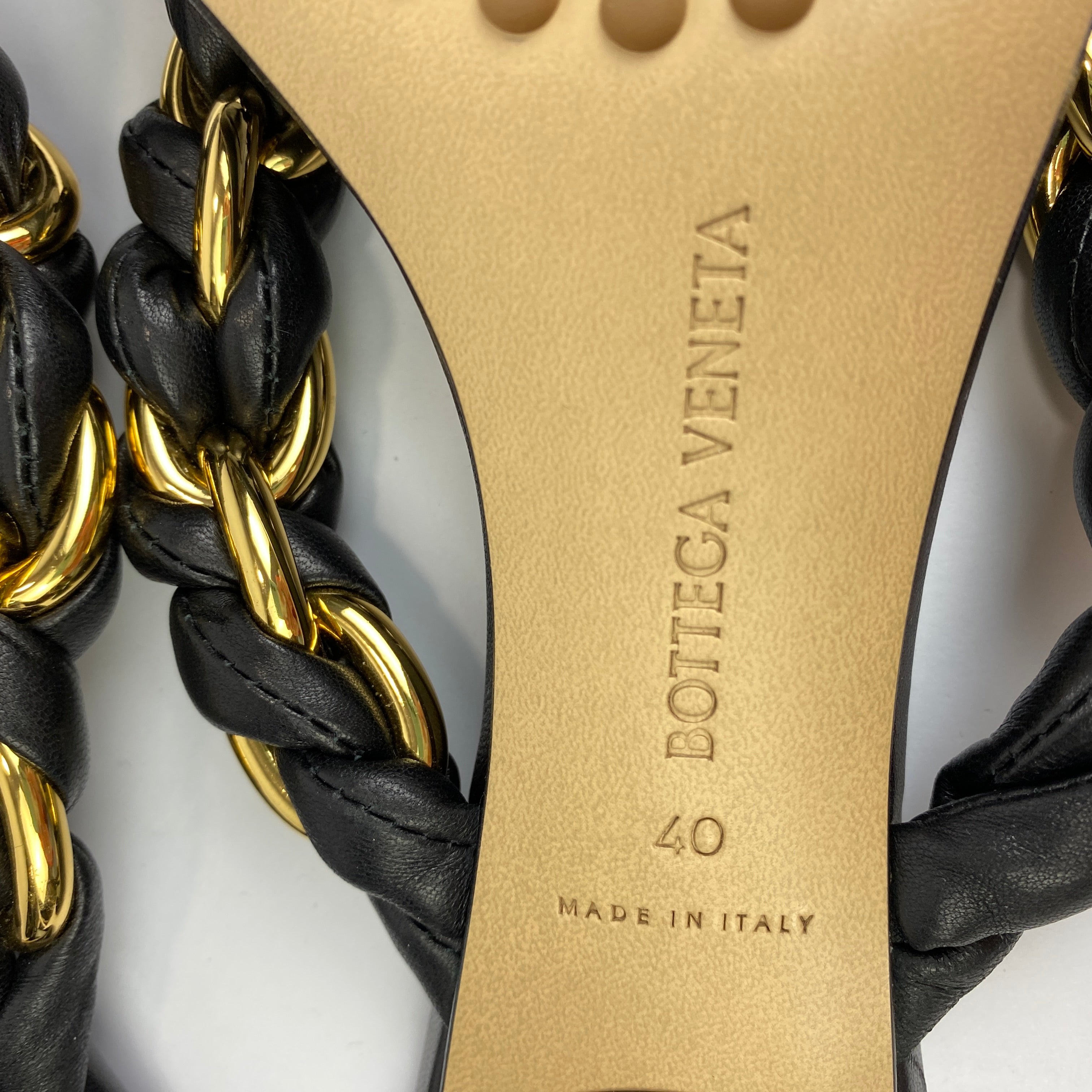 Bottega Veneta £1325 Black & Gold Dot Mule Sandals 40