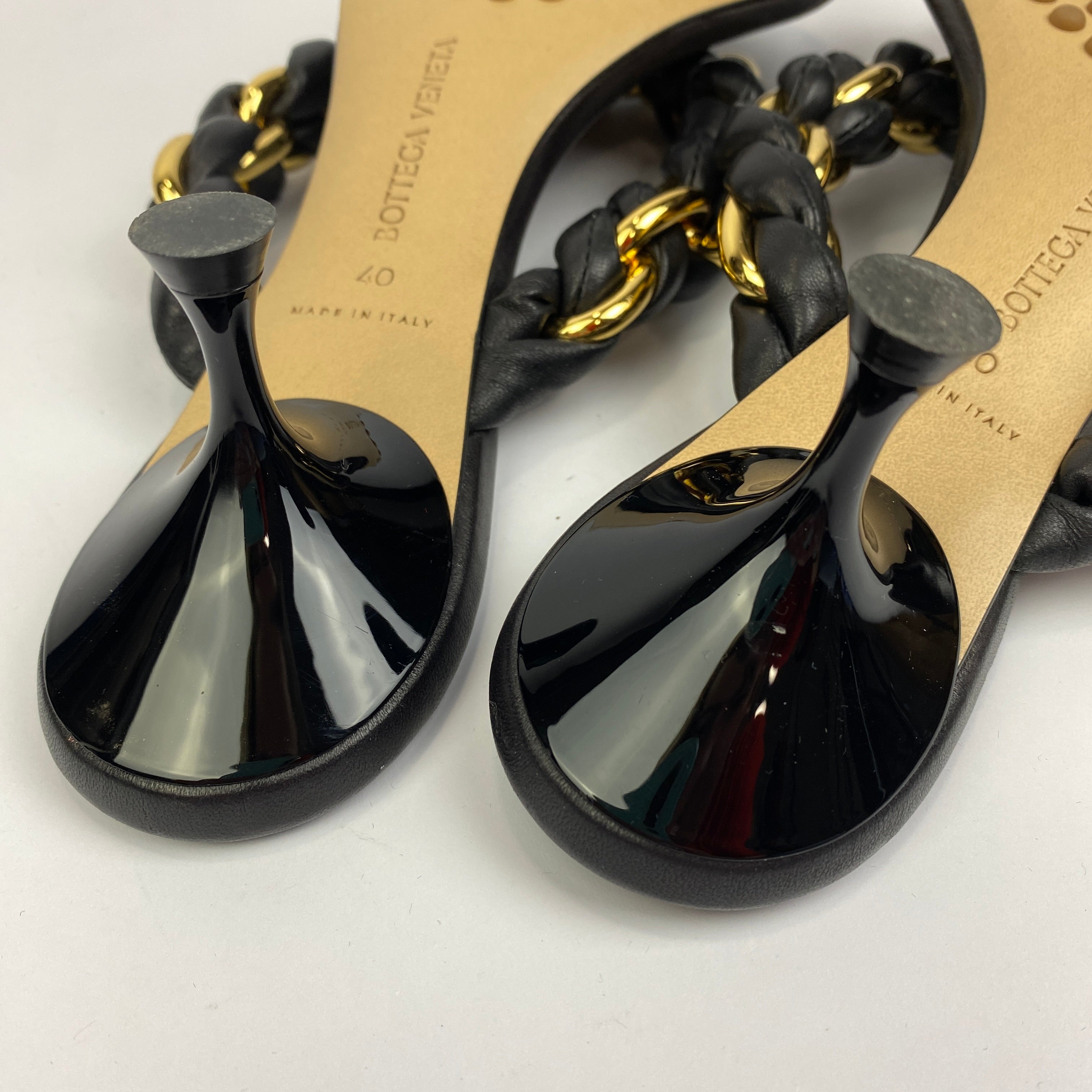 Bottega Veneta £1325 Black & Gold Dot Mule Sandals 40