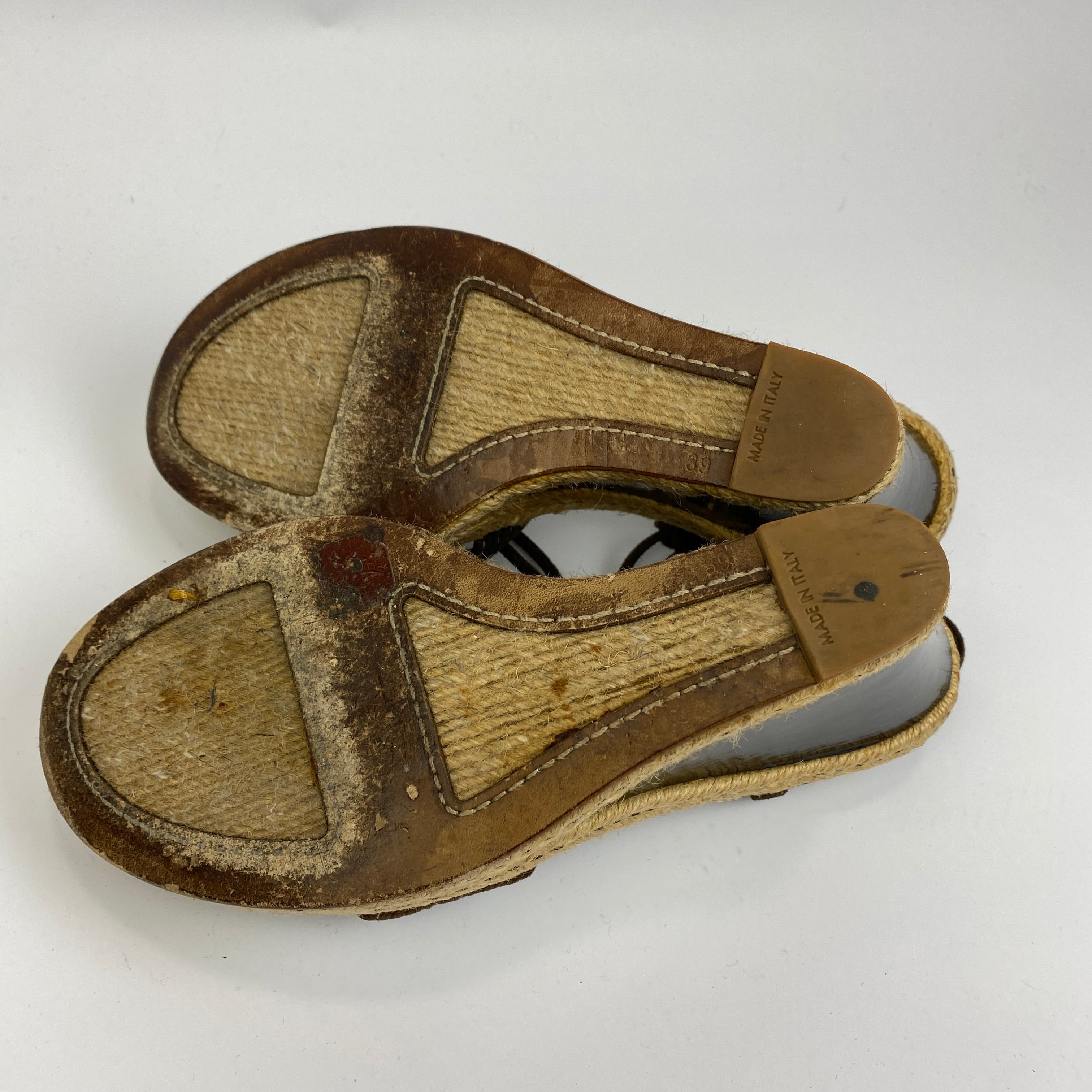 Louis Vuitton Brown Suede Logo Charm Espadrille Wedges 40