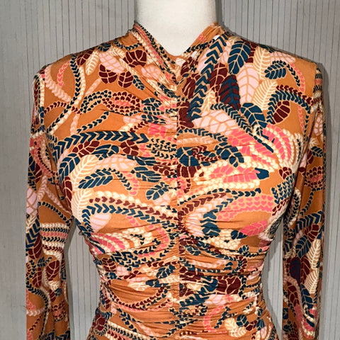 A.L.C. Apricot Printed Jersey Turtleneck Top XS