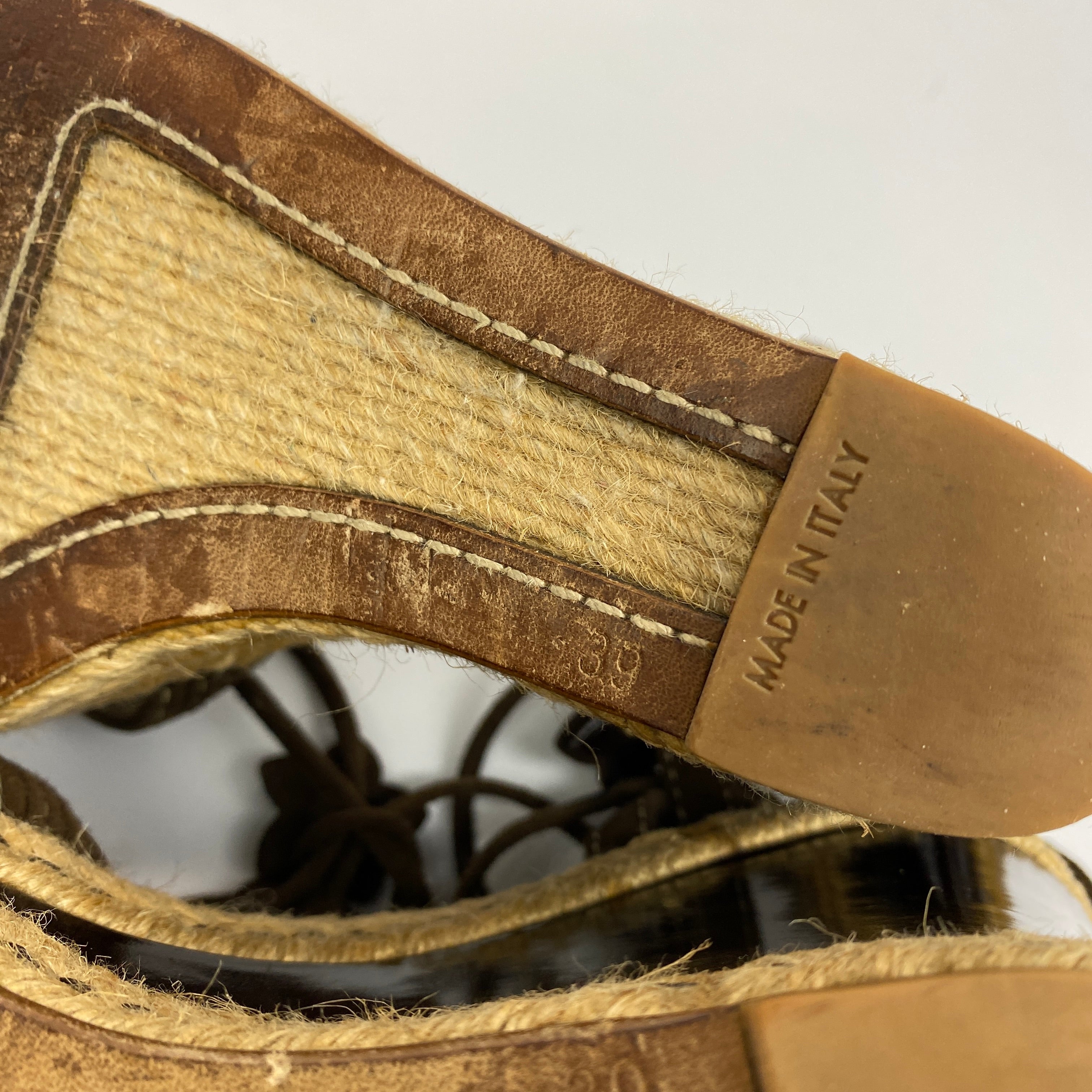 Louis Vuitton Brown Suede Logo Charm Espadrille Wedges 40