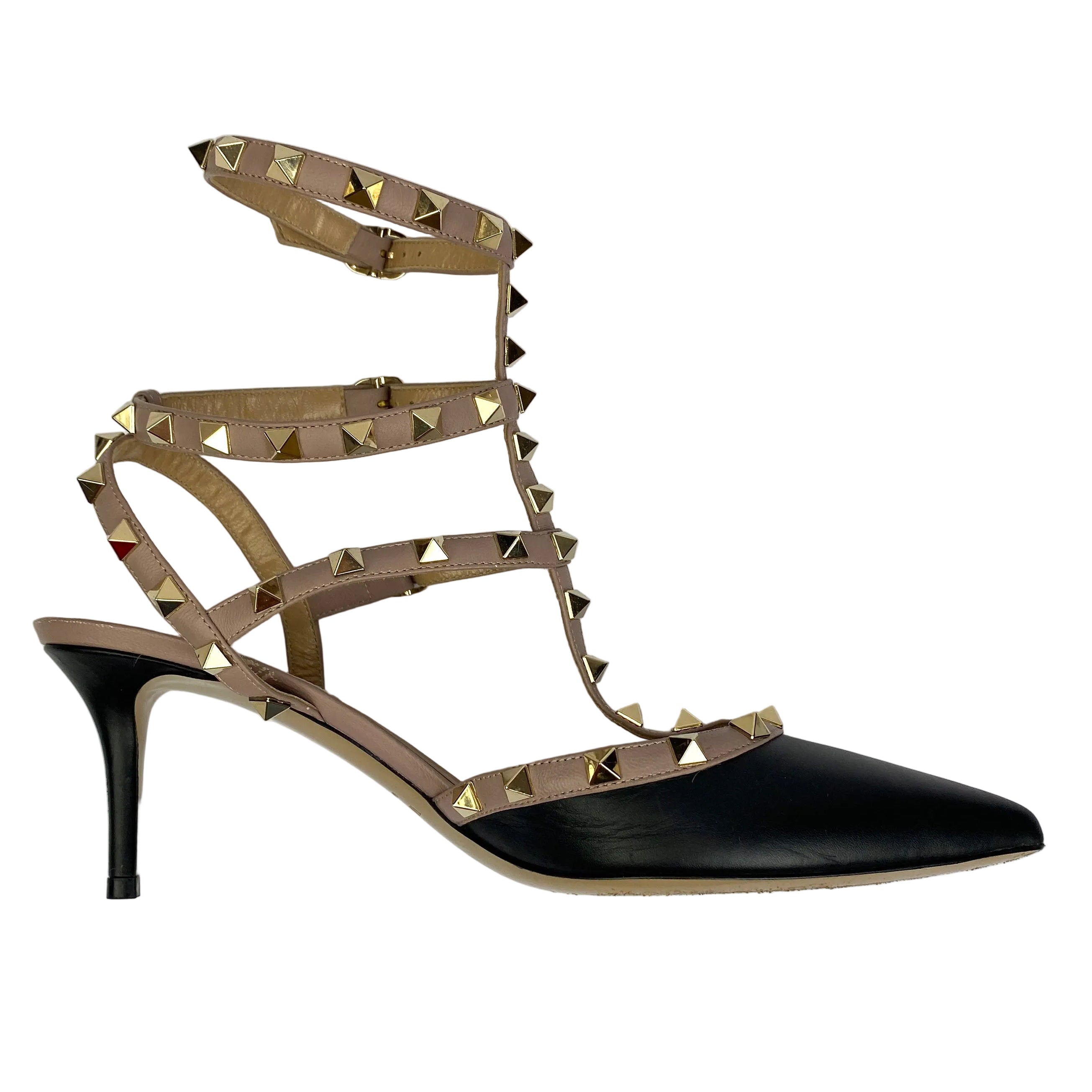Valentino Garavani £890 Black Rockstud Caged Pumps 40