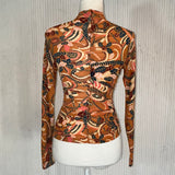 A.L.C. Apricot Printed Jersey Turtleneck Top XS