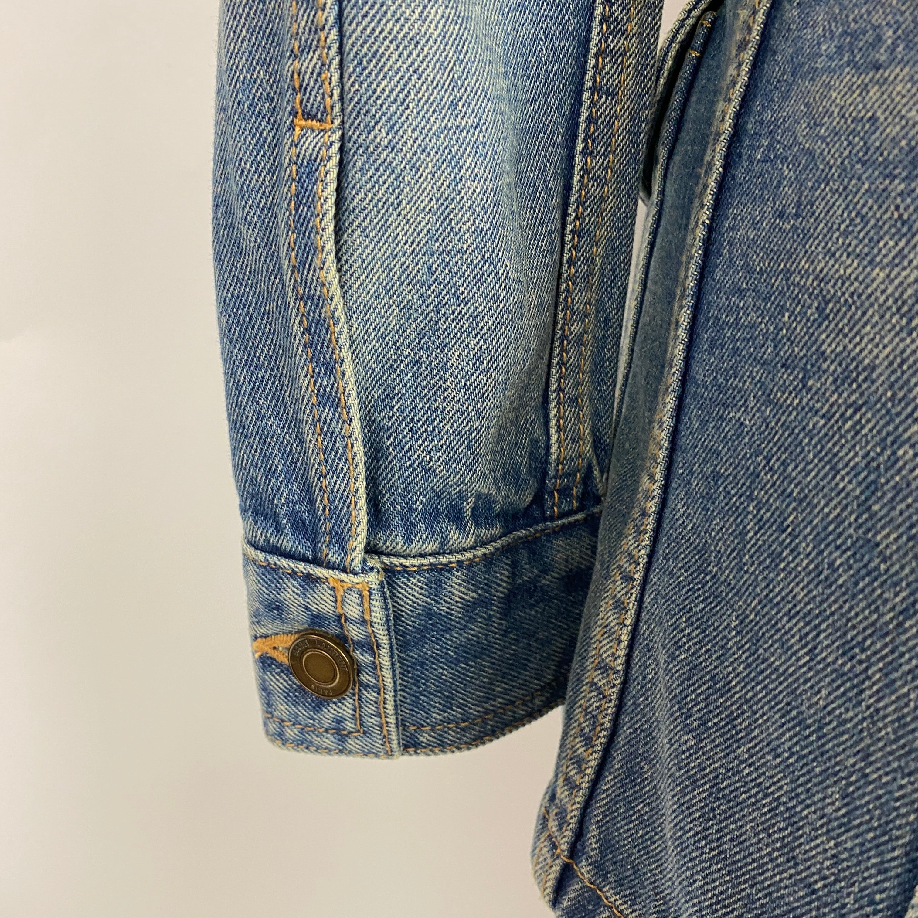 Saint Laurent New £950 Vintaged Denim Saharienne Denim Jacket S