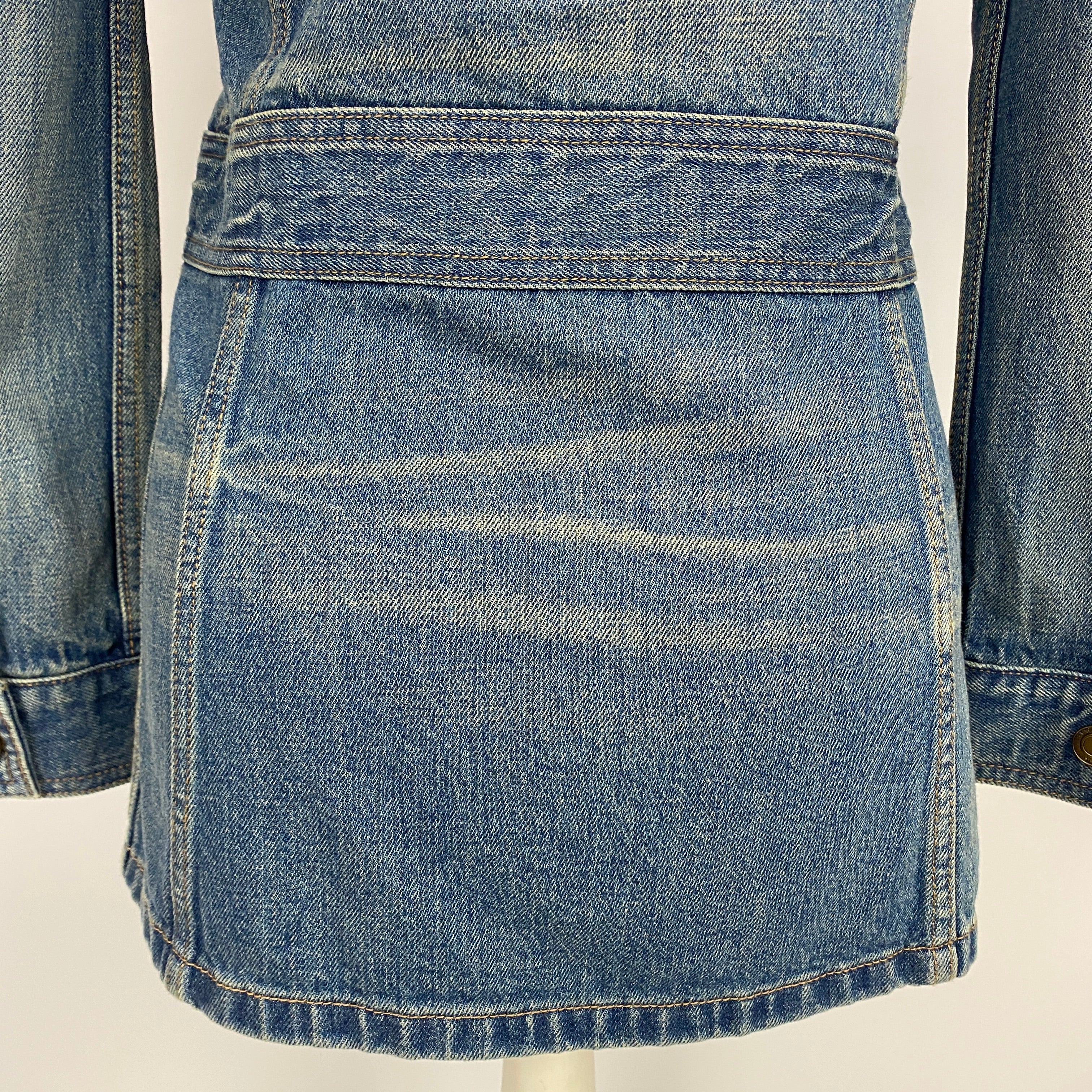 Saint Laurent New £950 Vintaged Denim Saharienne Denim Jacket S