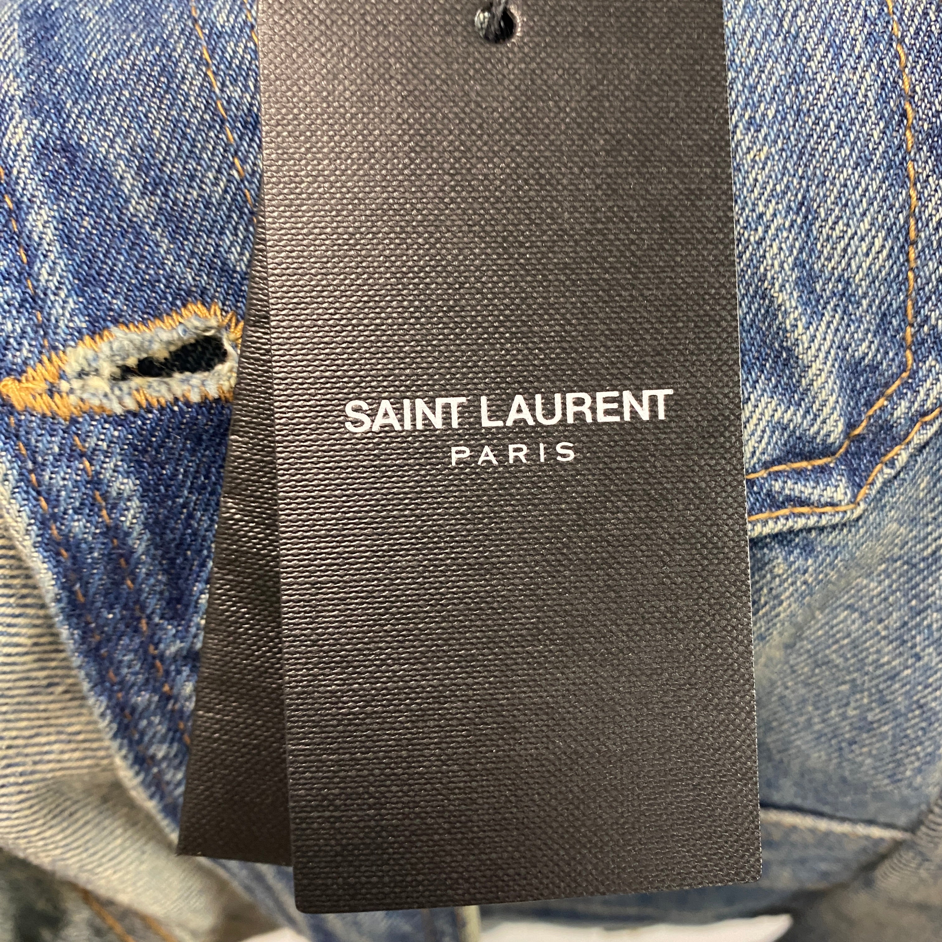 Saint Laurent New £950 Vintaged Denim Saharienne Denim Jacket S