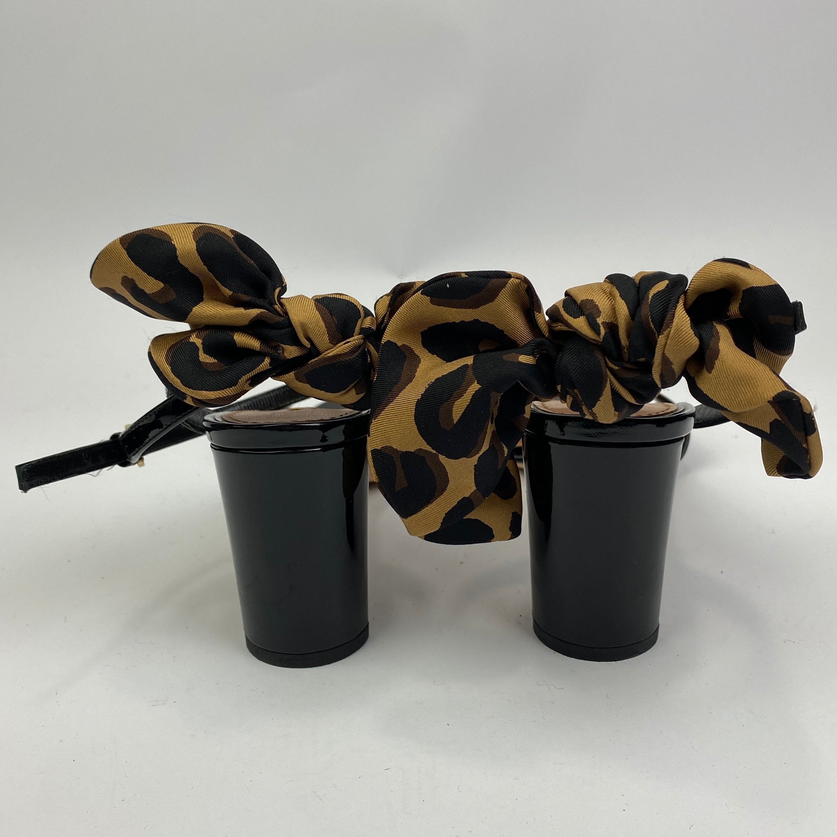 Louis Vuitton Black Leather Silk Ribbon Bow Sandals 41