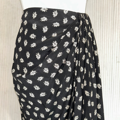 Isabel Marant Black & Cream Floral Silk Wrap Effect Skirt XXS