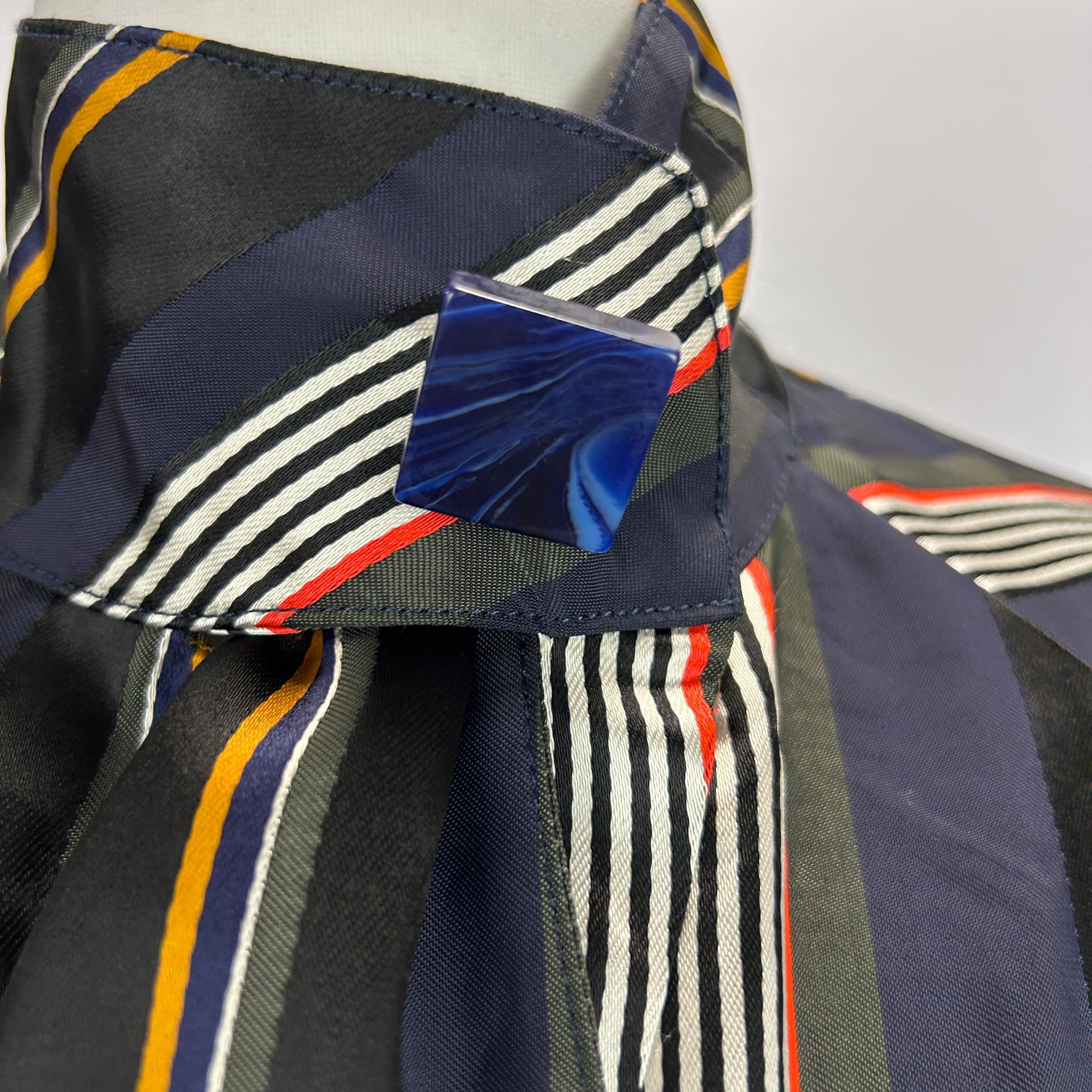 Roksanda Navy & Black Stripe Satin Shirtdress XS/S/M