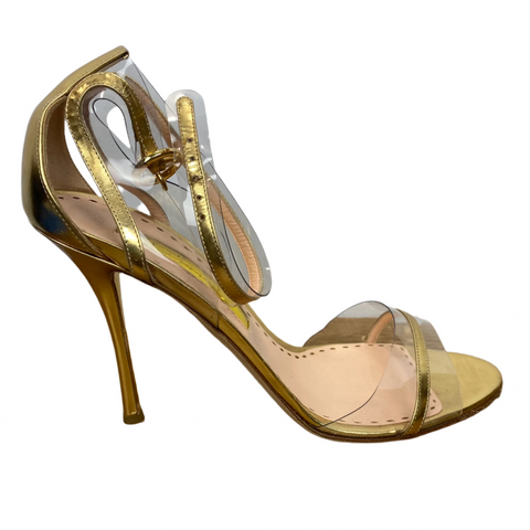 Rupert Sanderson Gold & Perspex Ankle Strap Heels 39.5