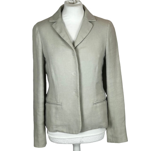 'S Max Mara Pale Grey Linen Blazer Jacket XS