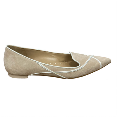 Manolo Blahnik £590 Vanilla Suede Flat Pumps 36