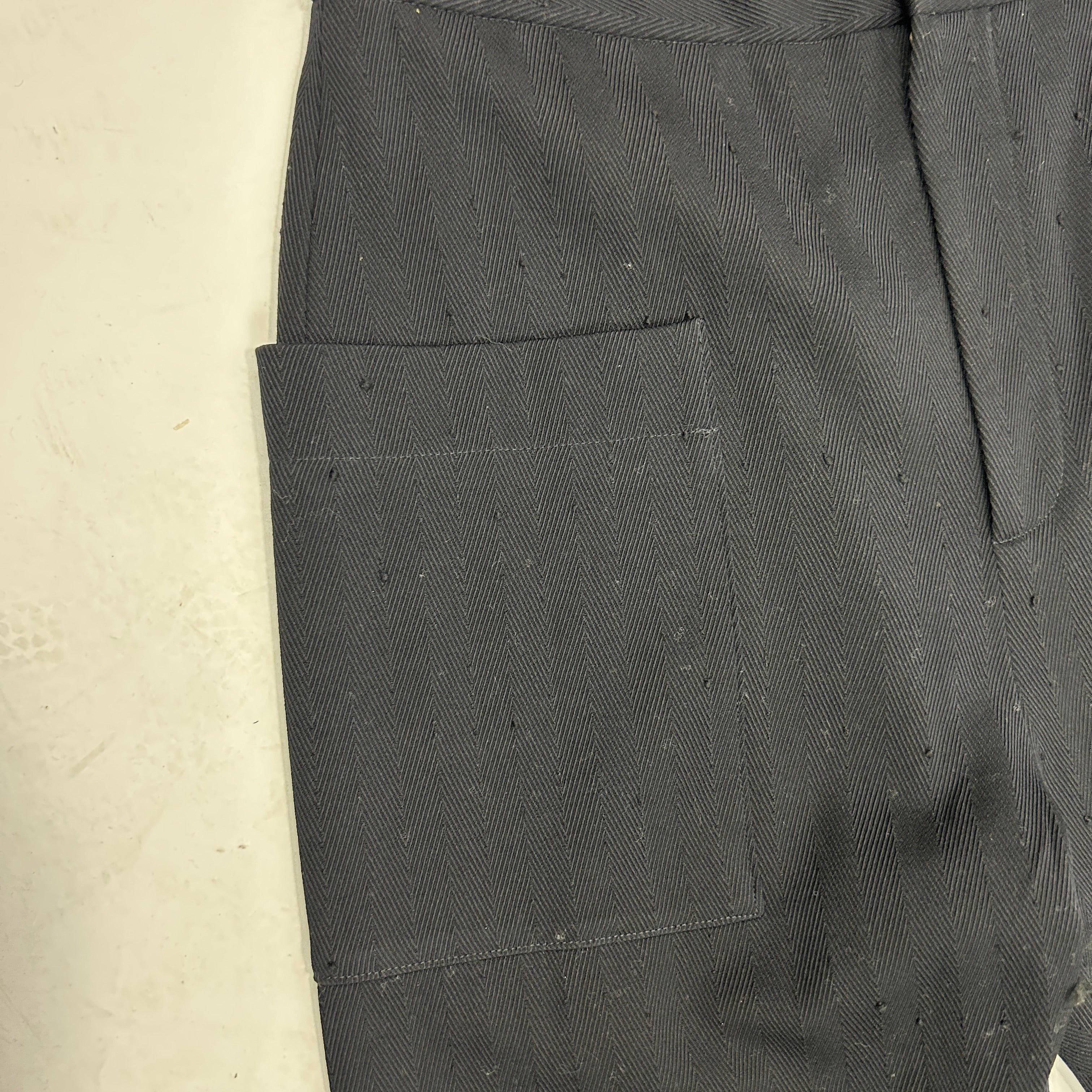 Raey New Black Textured Herringbone  Wool Cuffed Trousers M