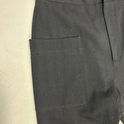 Raey New Black Textured Herringbone  Wool Cuffed Trousers M