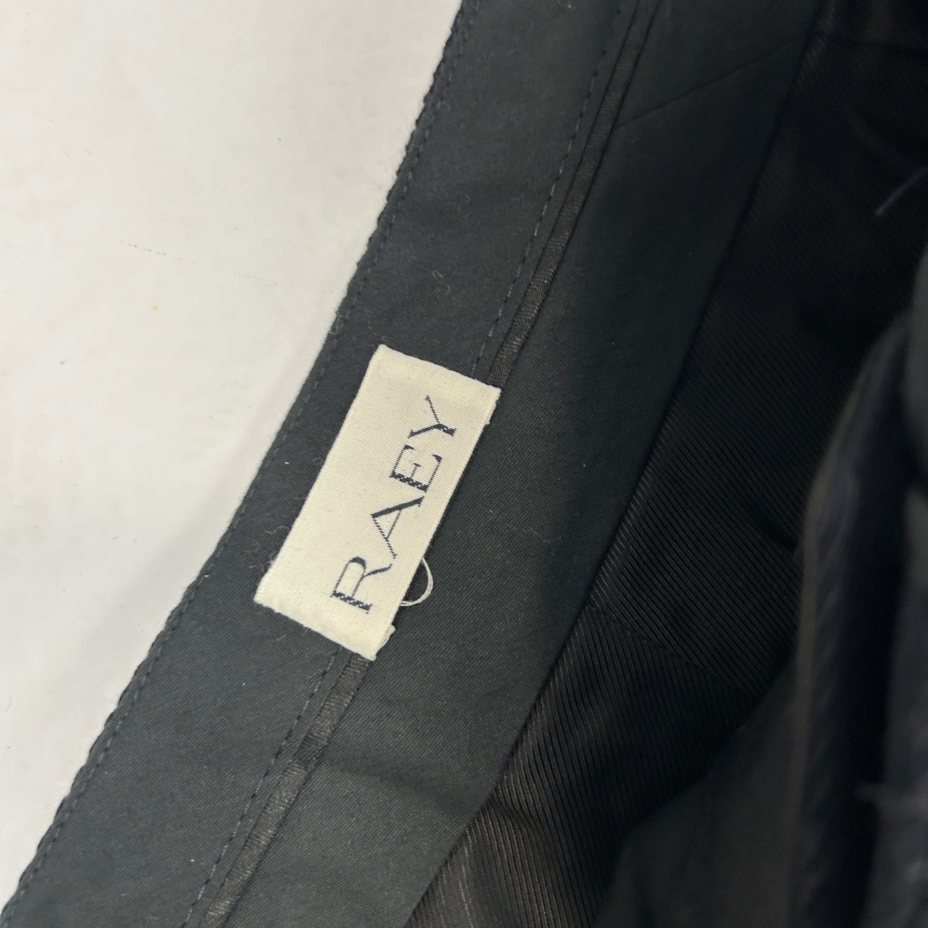 Raey New Black Textured Herringbone  Wool Cuffed Trousers M