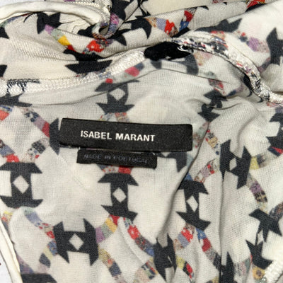 Isabel Marant Cream Geometric Print Ruched Top XXS