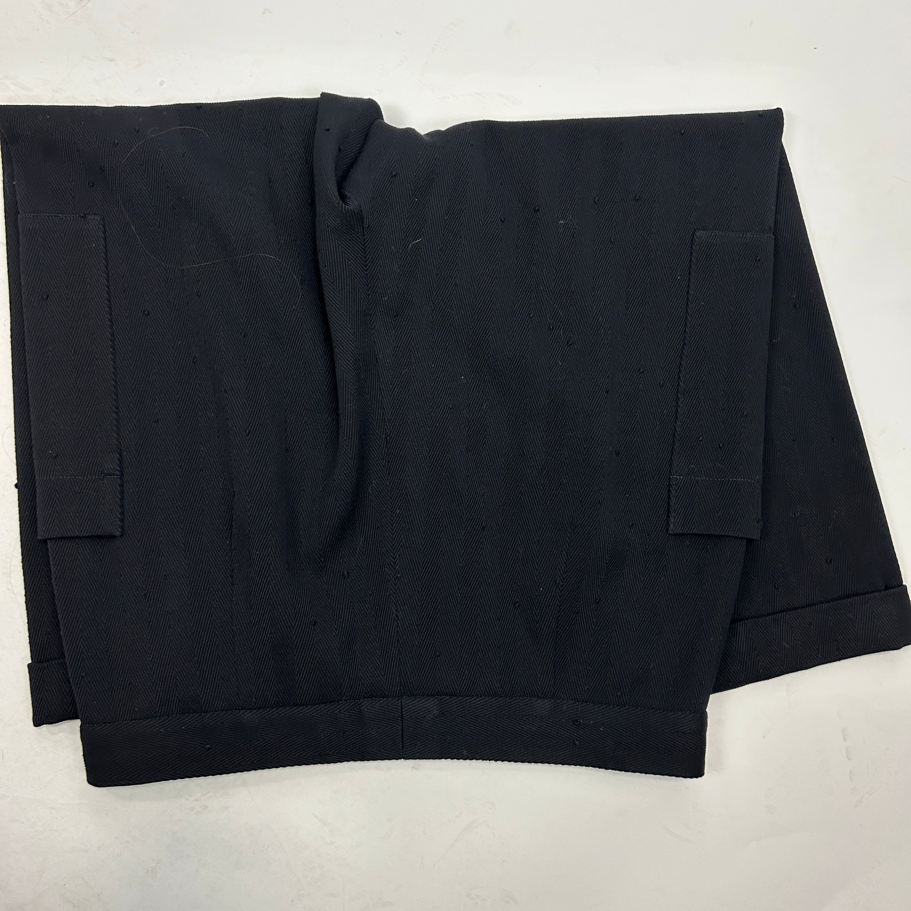 Raey New Black Textured Herringbone  Wool Cuffed Trousers M