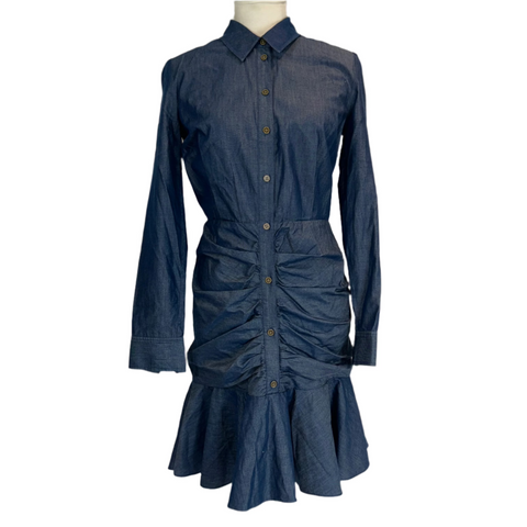 Veronica Beard Brand New Lightweight Denim Ruched Shirtdress XS